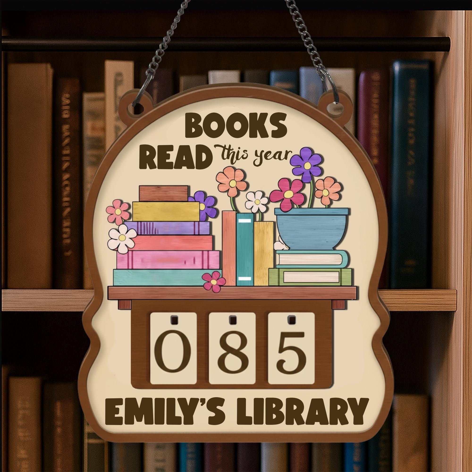 Personalized Book Tracker Sign – Custom Reading Progress Library Decor