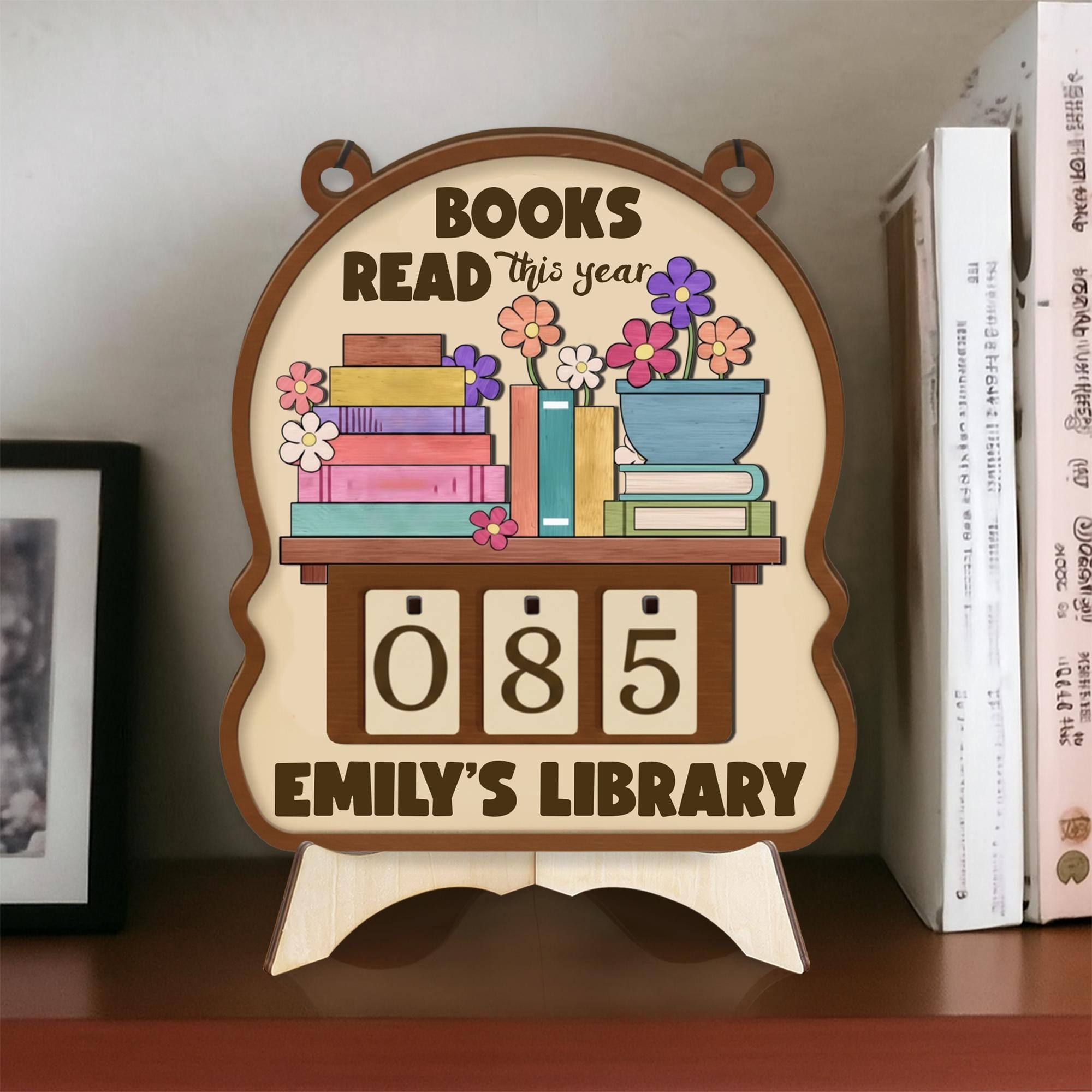 Personalized Book Tracker Sign – Custom Reading Progress Library Decor