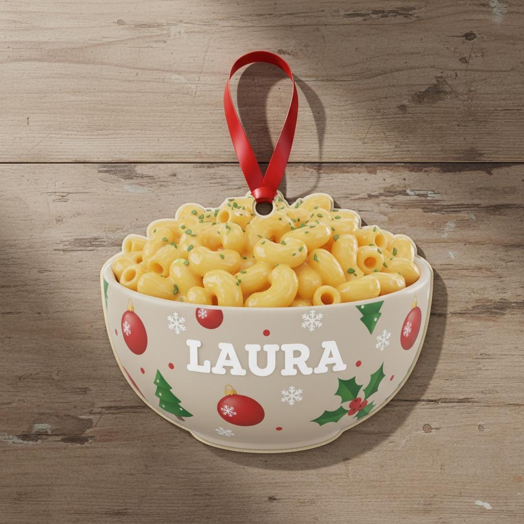Mac and Cheese Ornament: Personalized 2D Flat Christmas Tree Decor for Foodies & Pasta Lovers image 6
