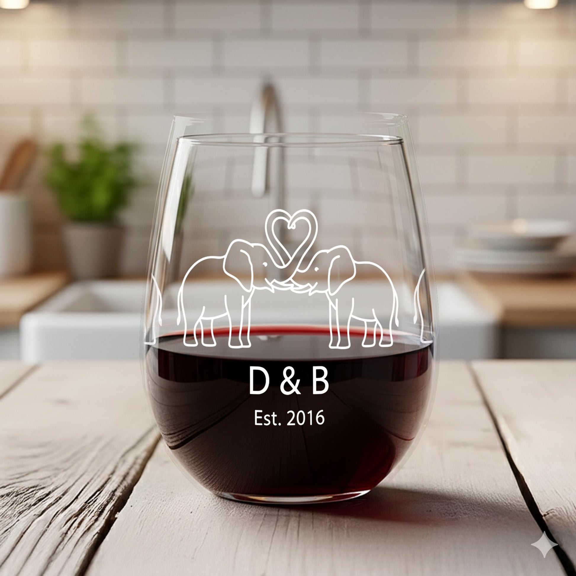 Ivory Anniversary Wine Glass – Personalized Gift with Year & Names