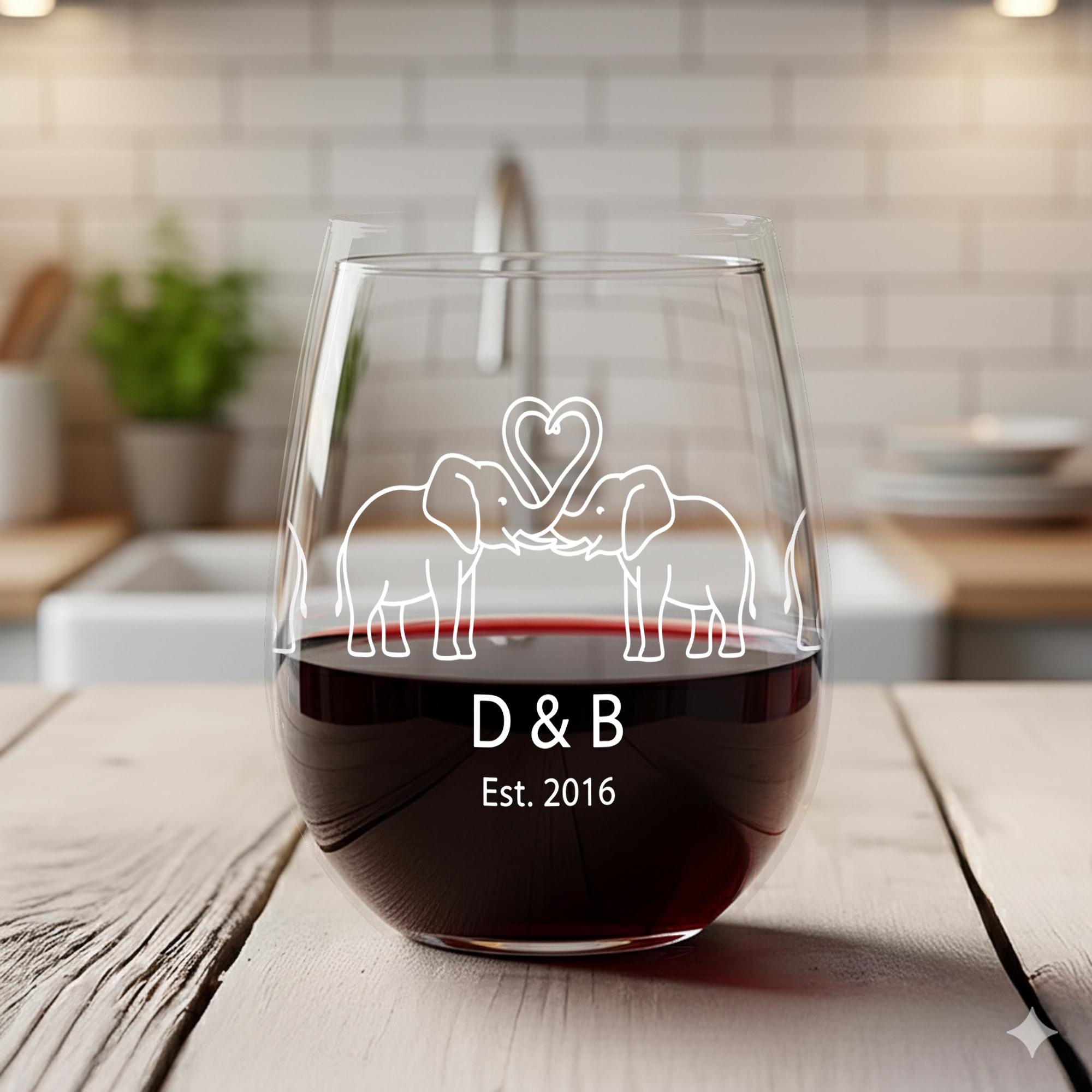 Ivory Anniversary Wine Glass – Personalized Gift with Year & Names