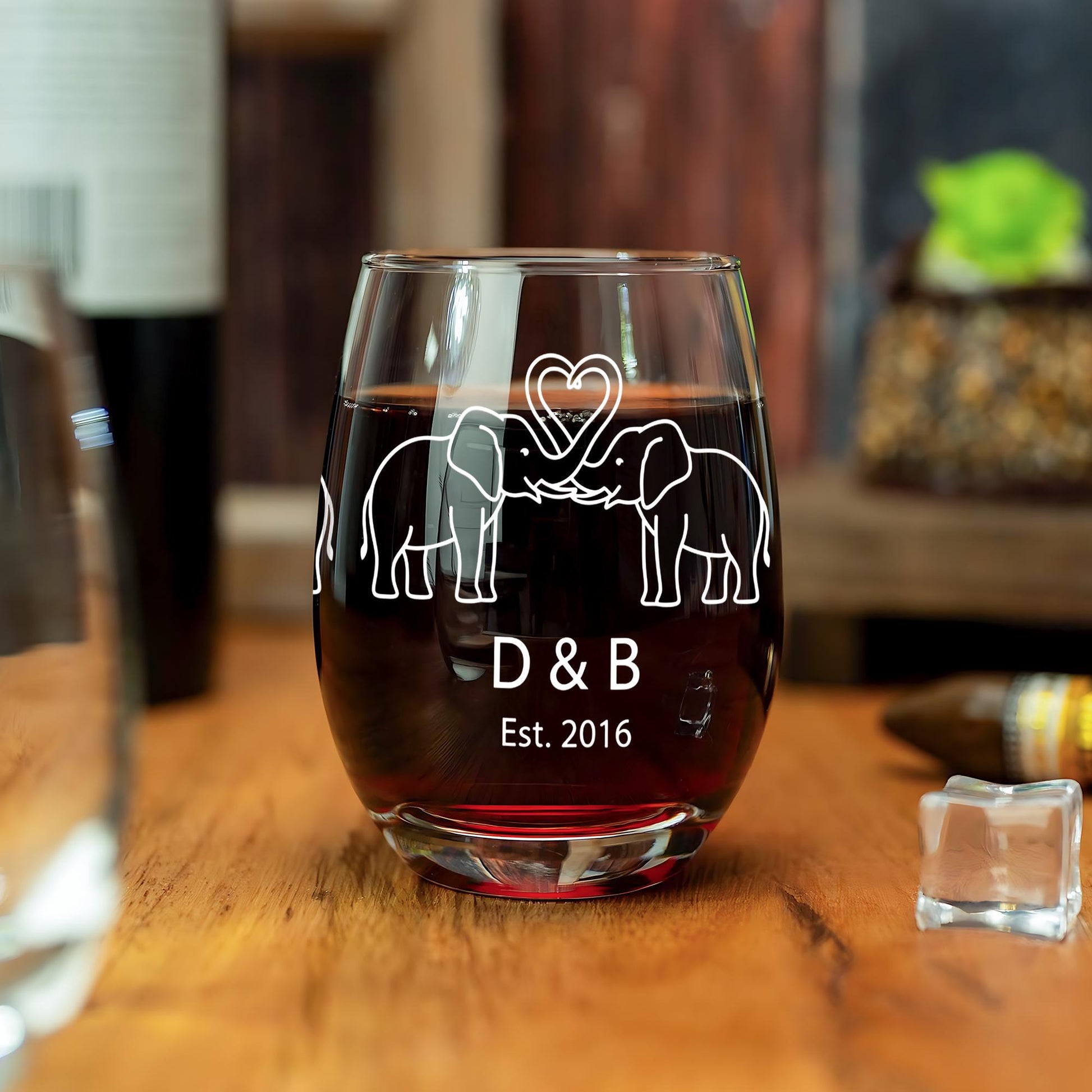 Ivory Anniversary Wine Glass – Personalized Gift with Year & Names