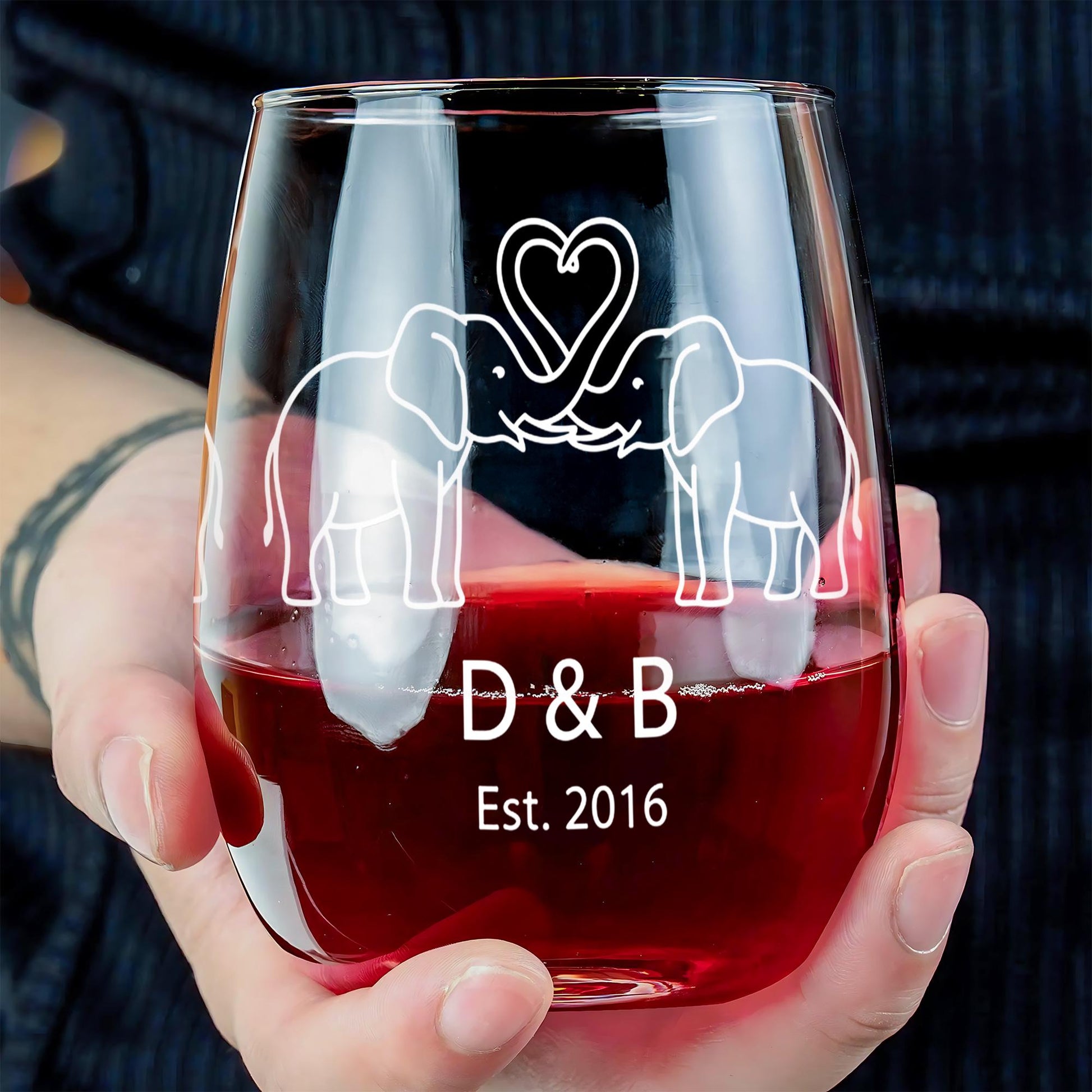 Ivory Anniversary Wine Glass – Personalized Gift with Year & Names