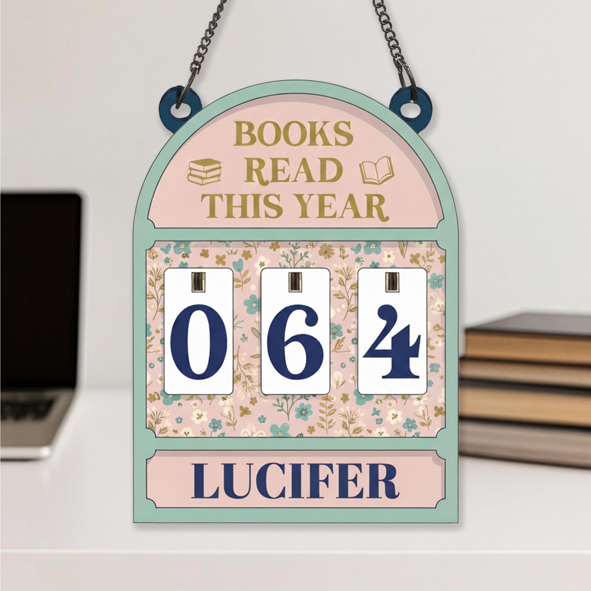 Personalized Book Tracker Sign – Floral Reading Progress Decor