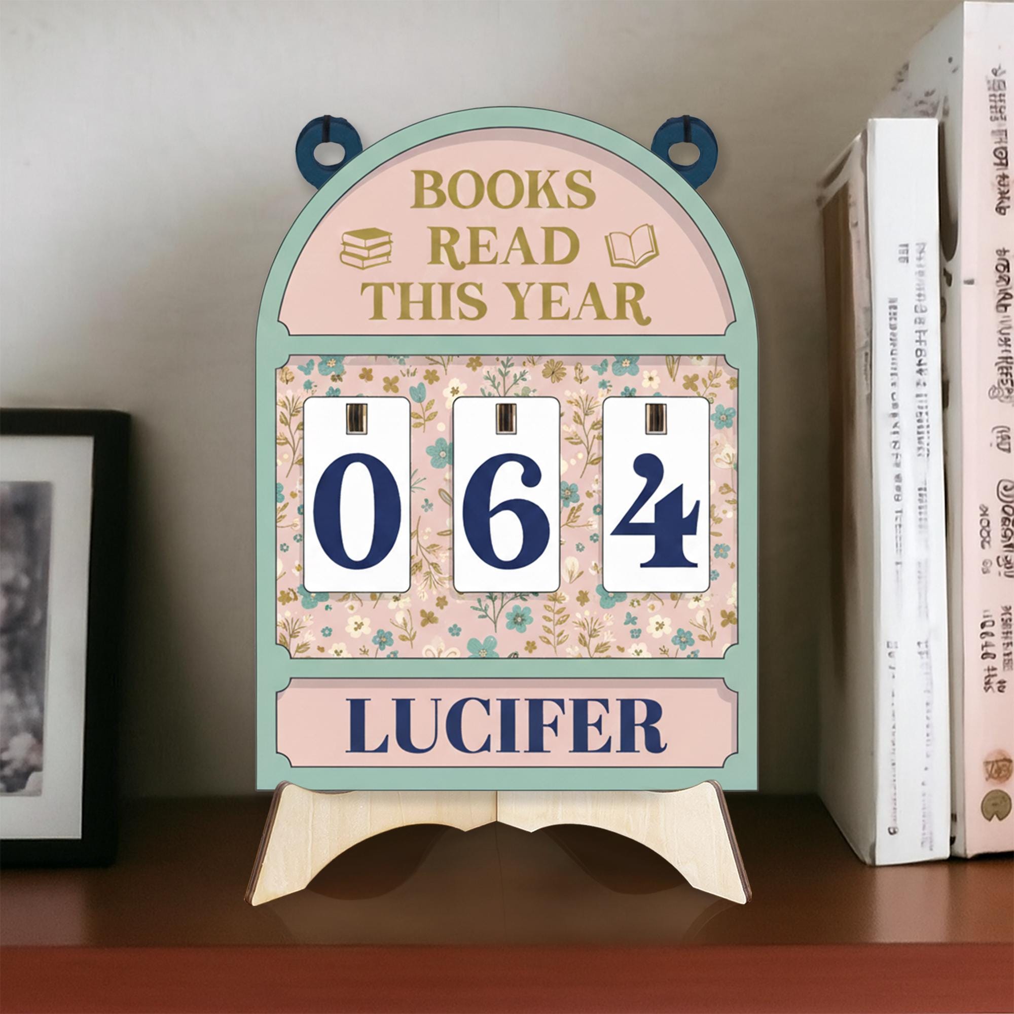 Personalized Book Tracker Sign – Floral Reading Progress Decor
