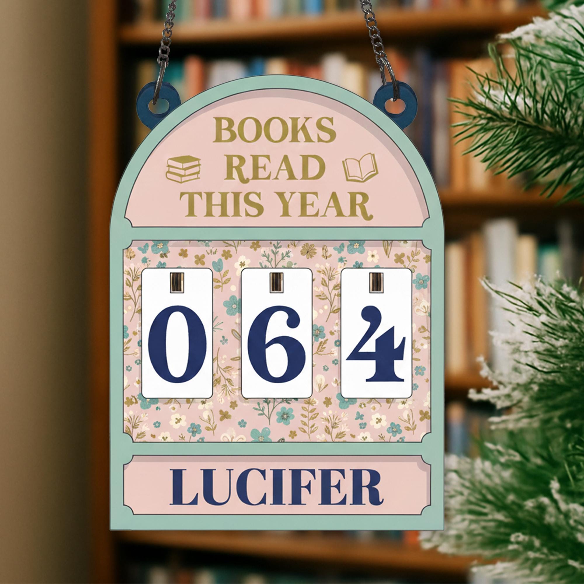 Personalized Book Tracker Sign – Floral Reading Progress Decor