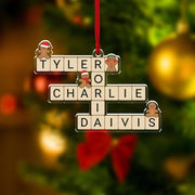 Custom Family Name Crossword Ornament – Personalized Scrabble Tile Christmas Ornament