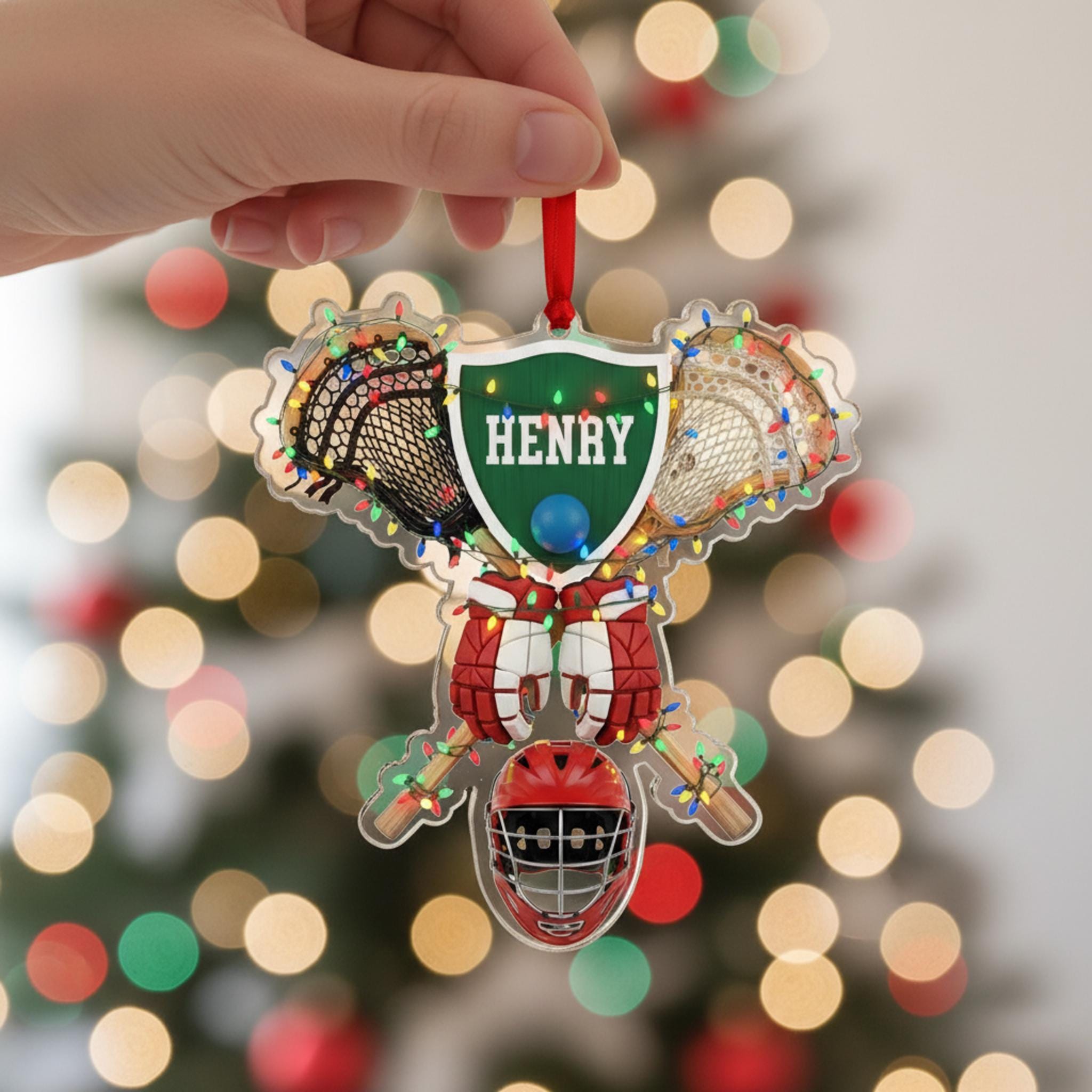 Lacrosse Christmas Ornament: Personalized Player Gear Keepsake, Custom Sports Tree Decor for Athletes image 6