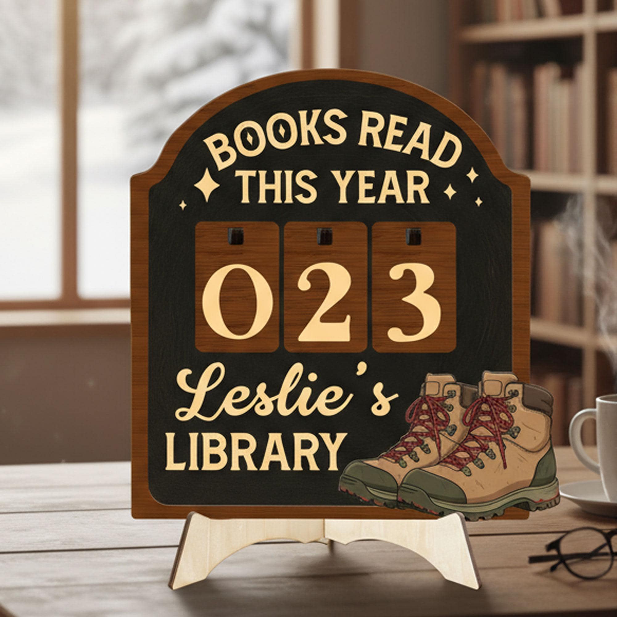 Adventure Books Read This Year Tracker Sign: Personalized Reader Counter, Bookshelf Decor for Book Lovers