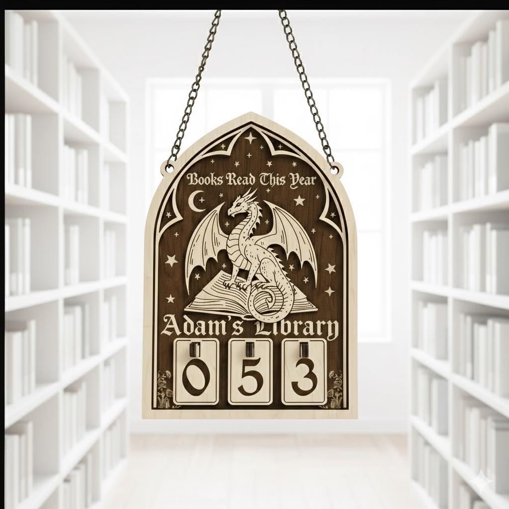Custom Fantasy Book Tracker Wooden Library Sign Reading Log Decor