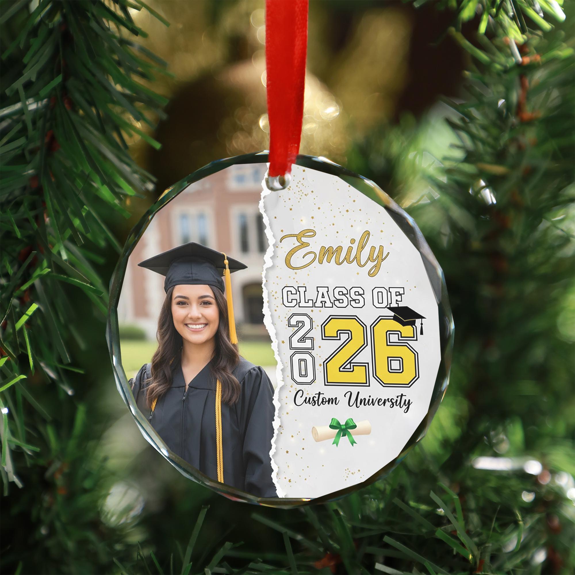 Personalized Graduation Glass Ornament – Class of 2026 Custom Acrylic Keepsake
