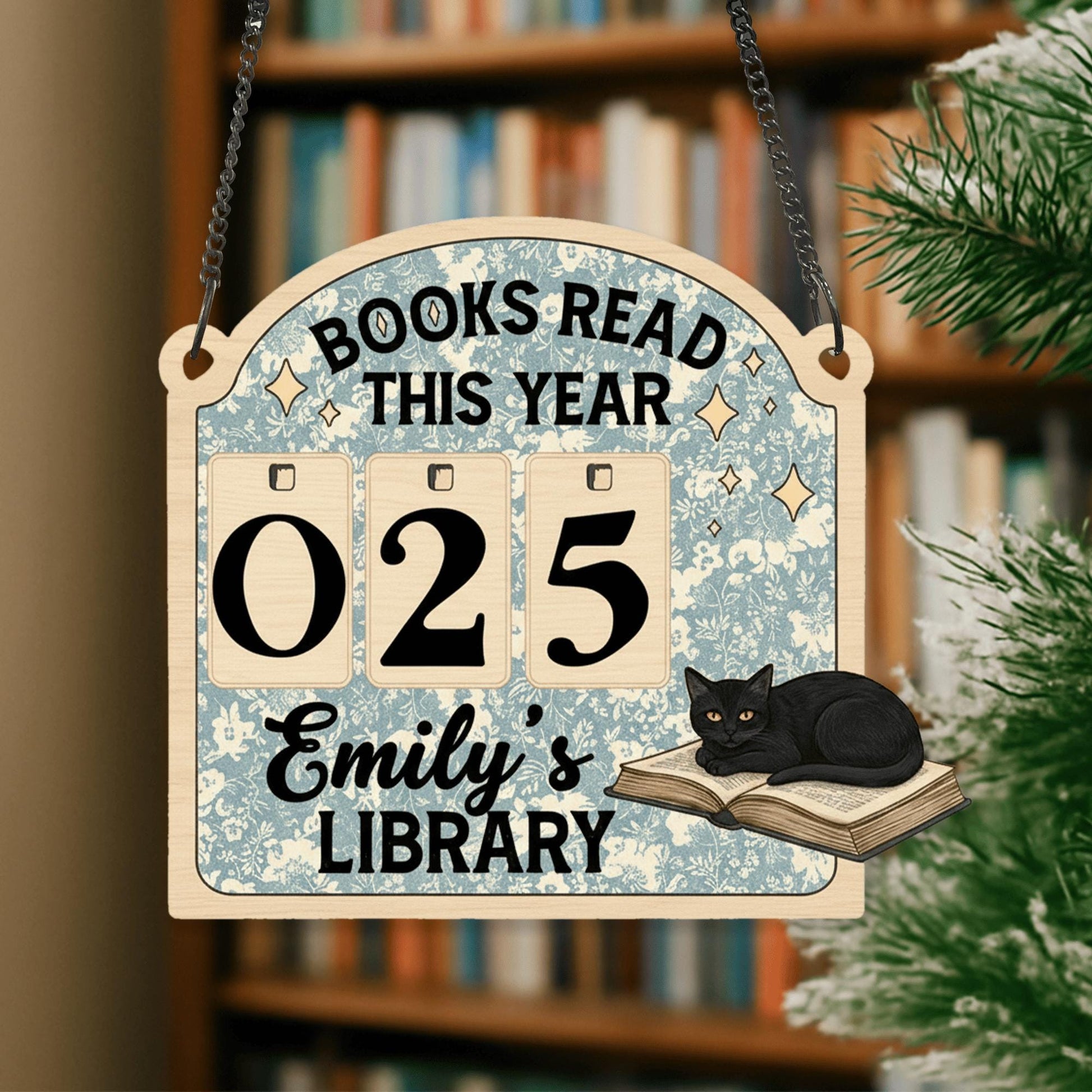 Custom Cat Book Tracker Sign – Personalized Reading Progress Display