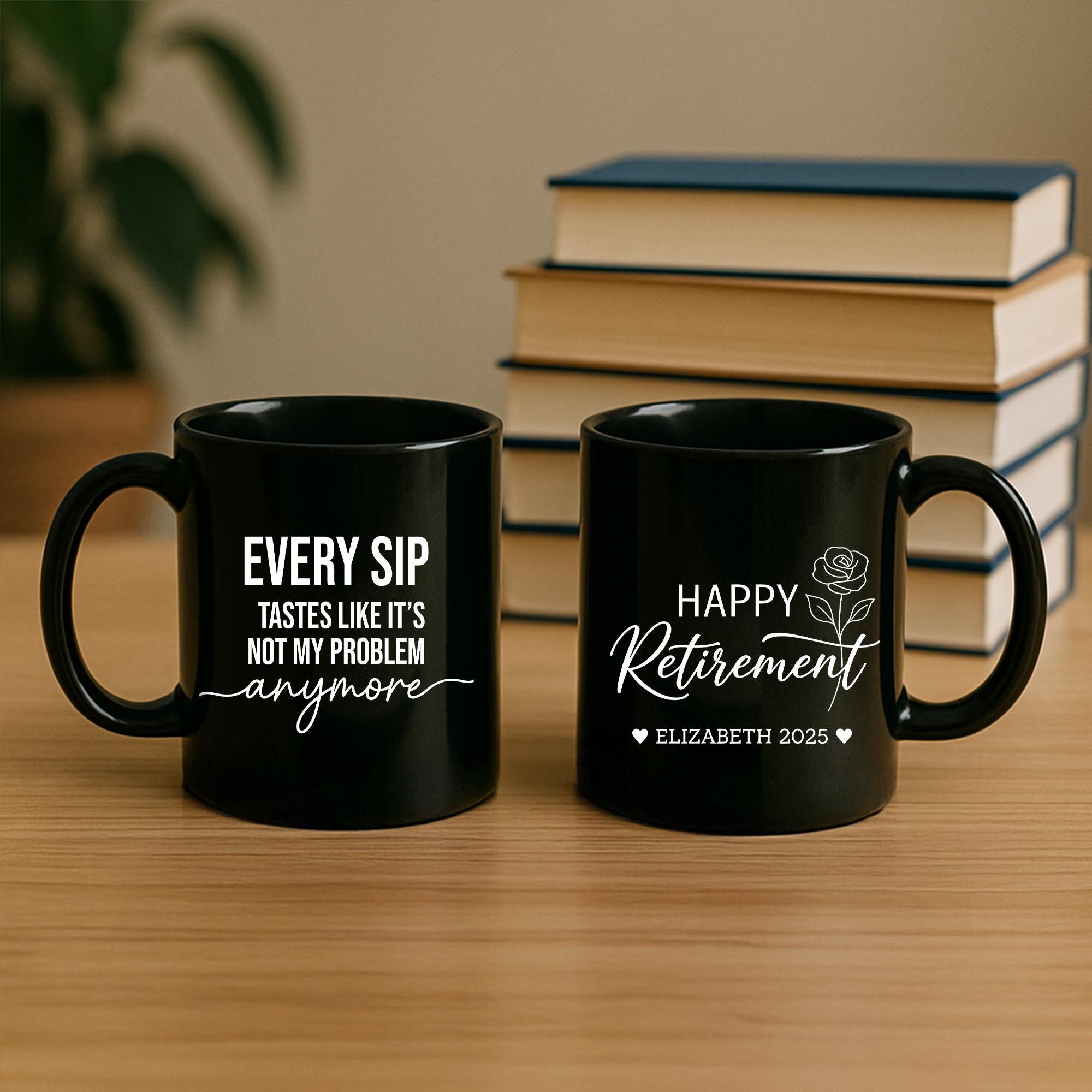 Custom Birth Month Retirement Mug, Personalized Coffee Cup with Name and Year Design