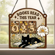 Personalized Floral Black Cat Books Read Tracker: Gift for Readers