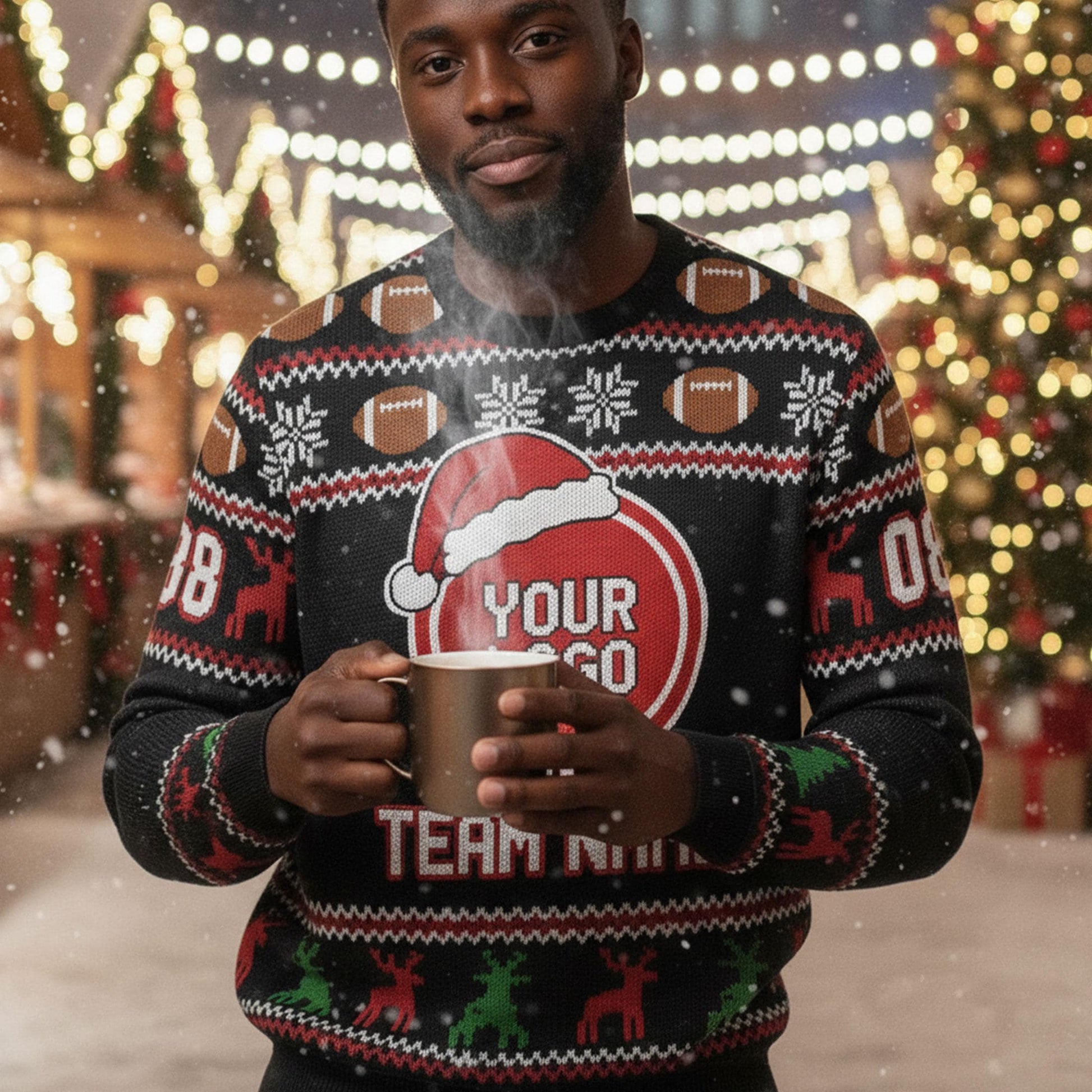 Custom Team Logo Christmas Sweater: All-Over Print Knit Pullover