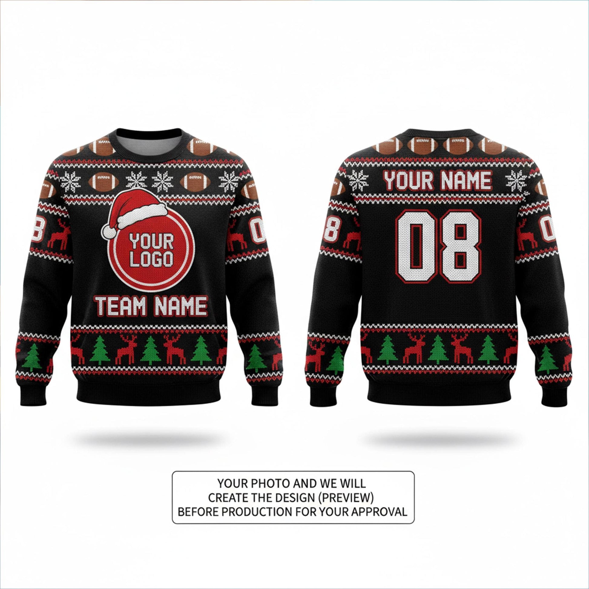 Custom Team Logo Christmas Sweater: All-Over Print Knit Pullover