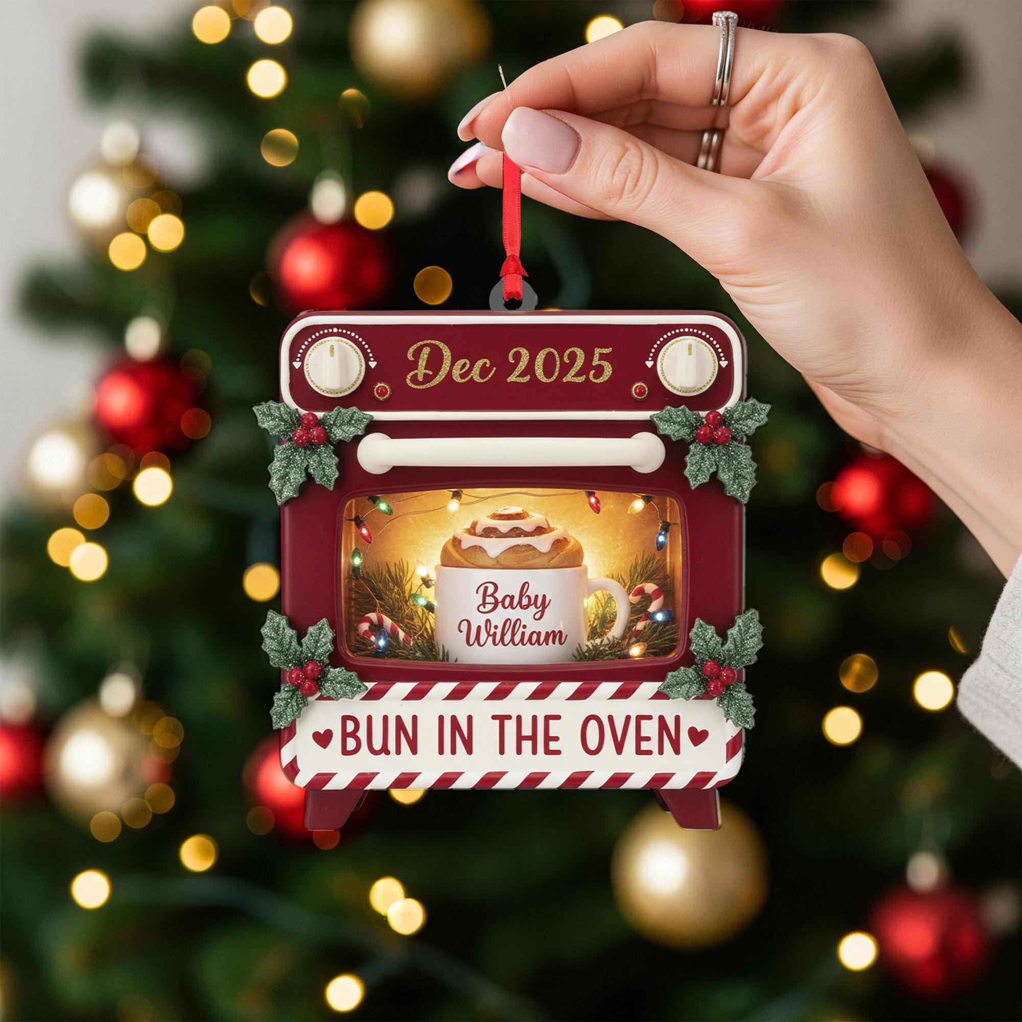 Personalized Bun in the Oven Ornament: Pregnancy Announcement Keepsake image 7