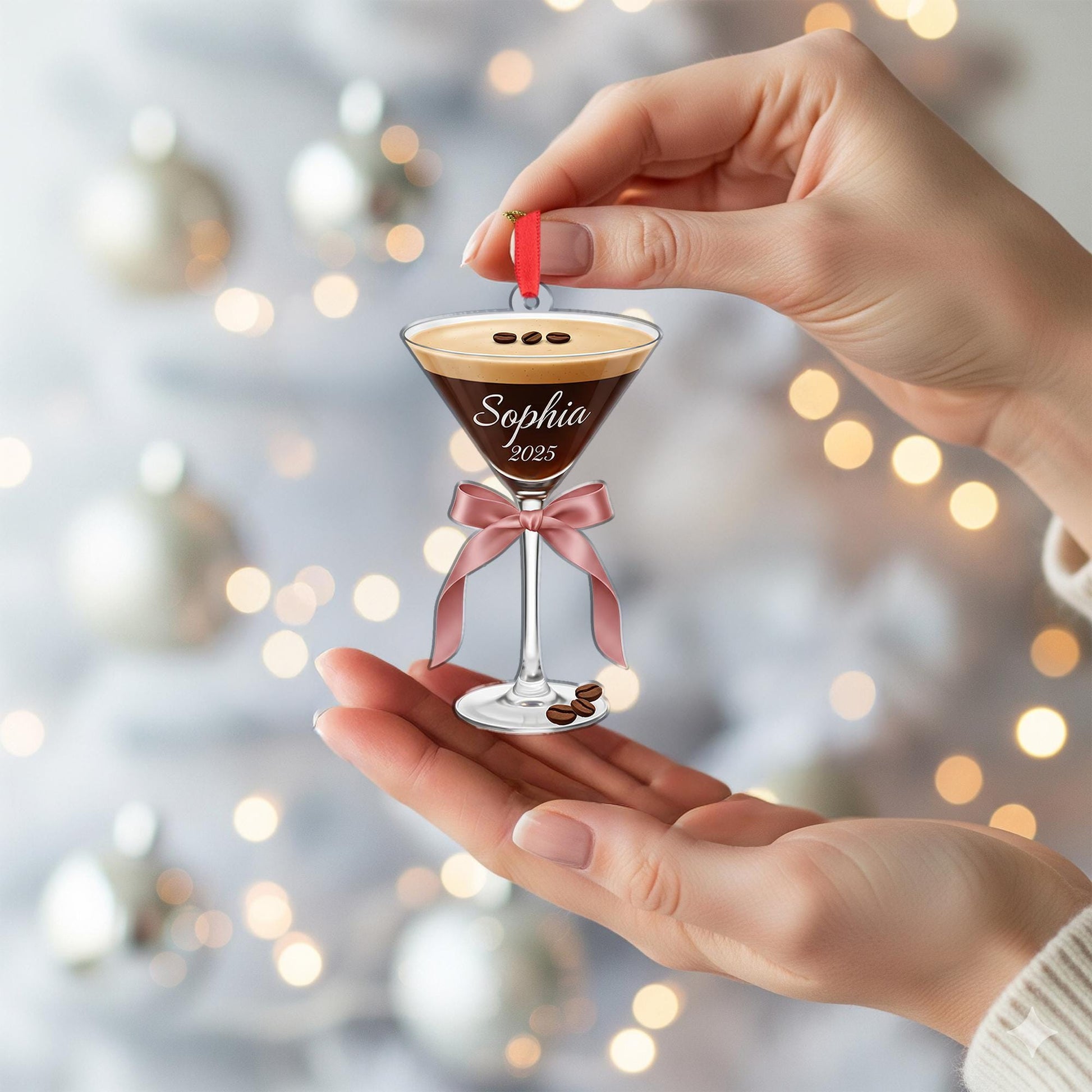 Espresso Martini Ornament: Coffee Cocktail Tree Decor image 3