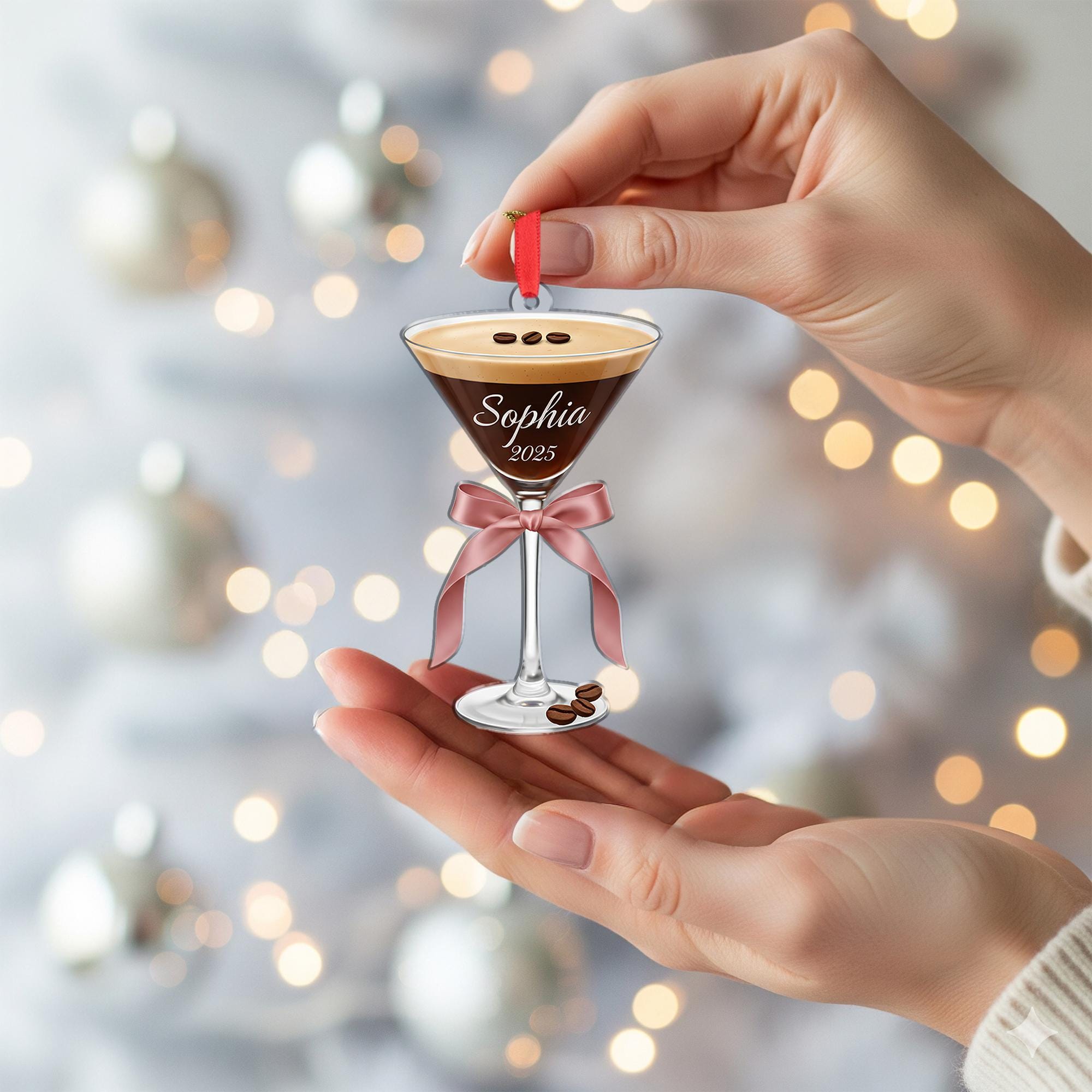 Espresso Martini Ornament: Coffee Cocktail Tree Decor image 3