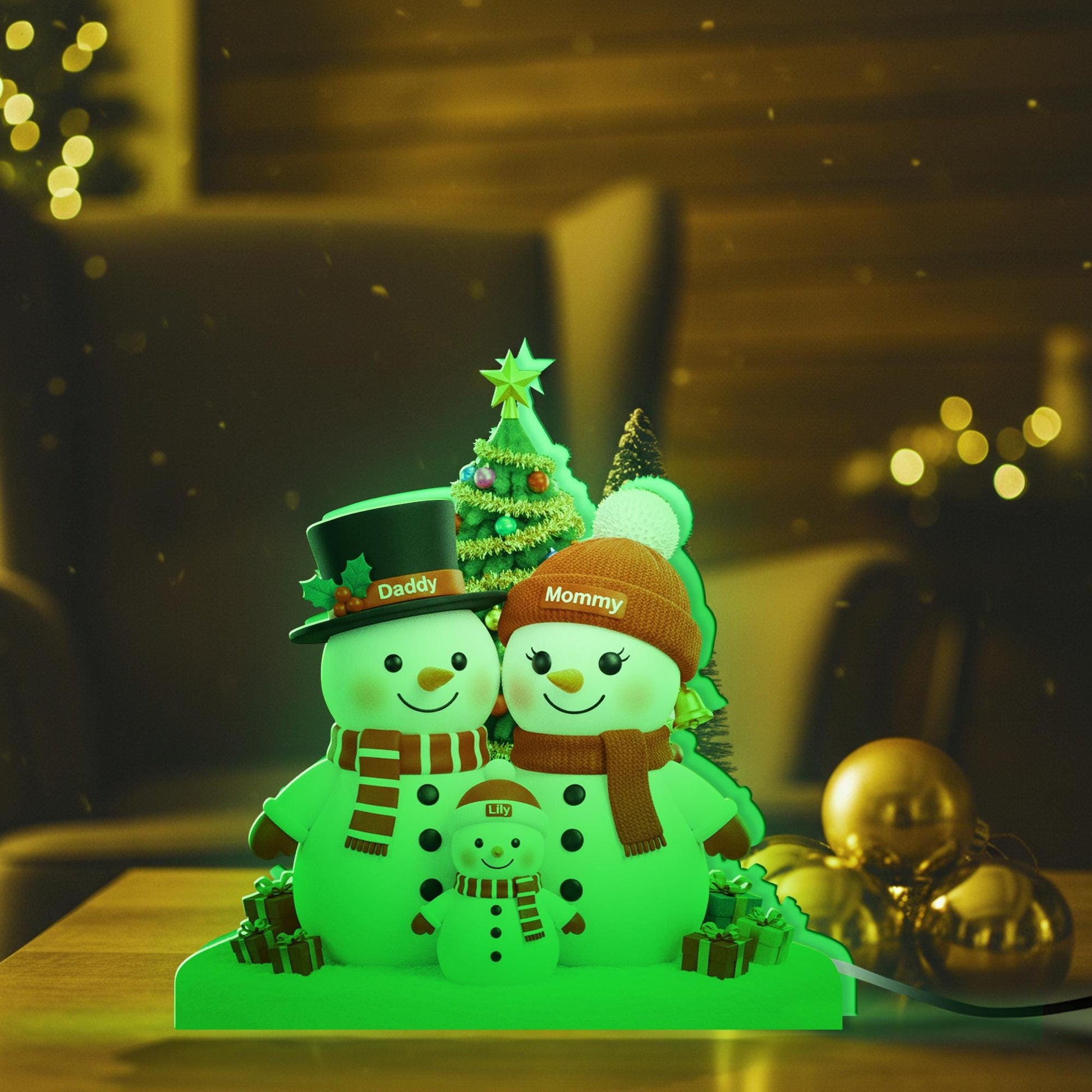 Custom Family Snowman LED Light Box– Mommy Daddy Lily Snowman Lamp Gift image 10