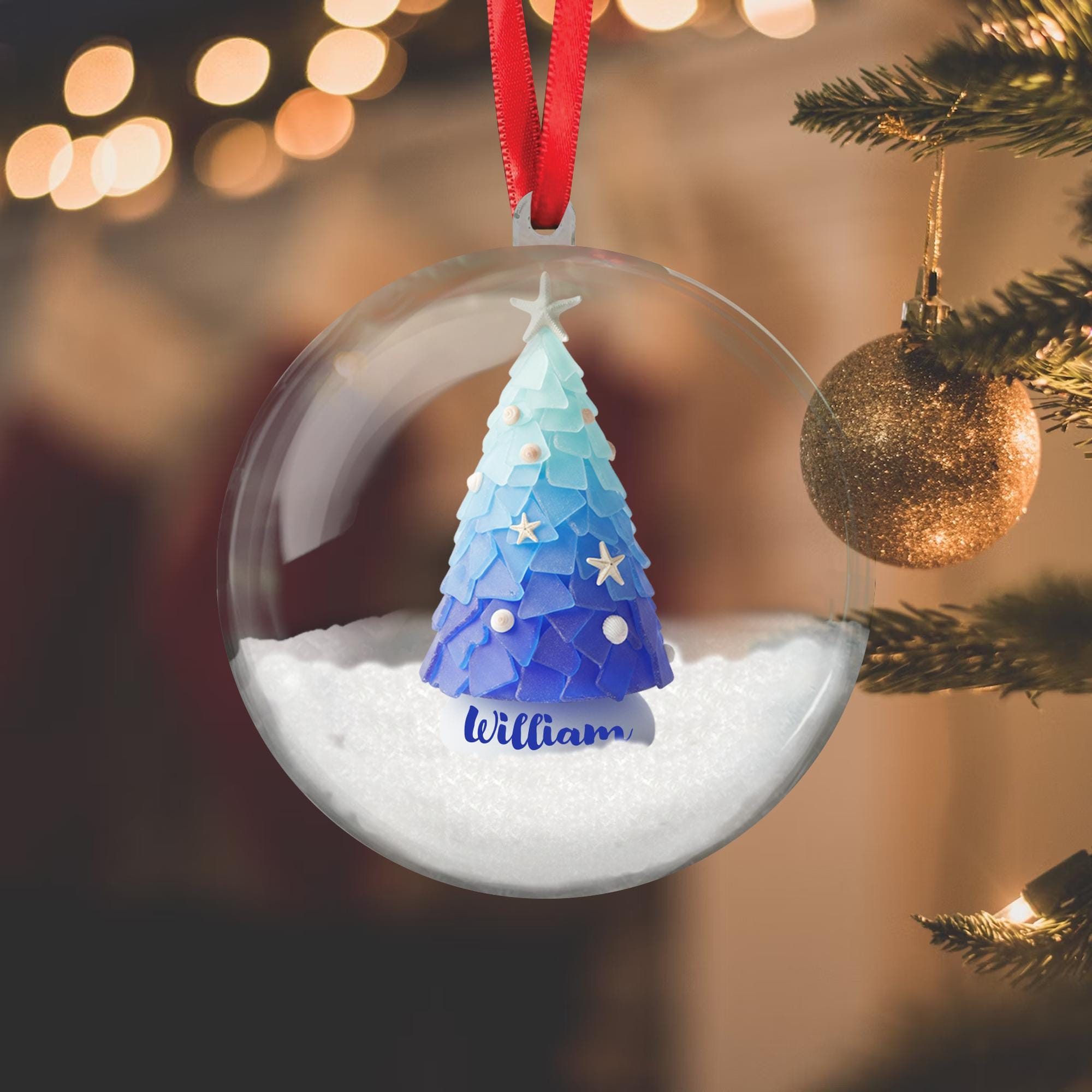 3D Christmas Tree Ornament – Ball Holiday Decoration in Pink or Blue image 3