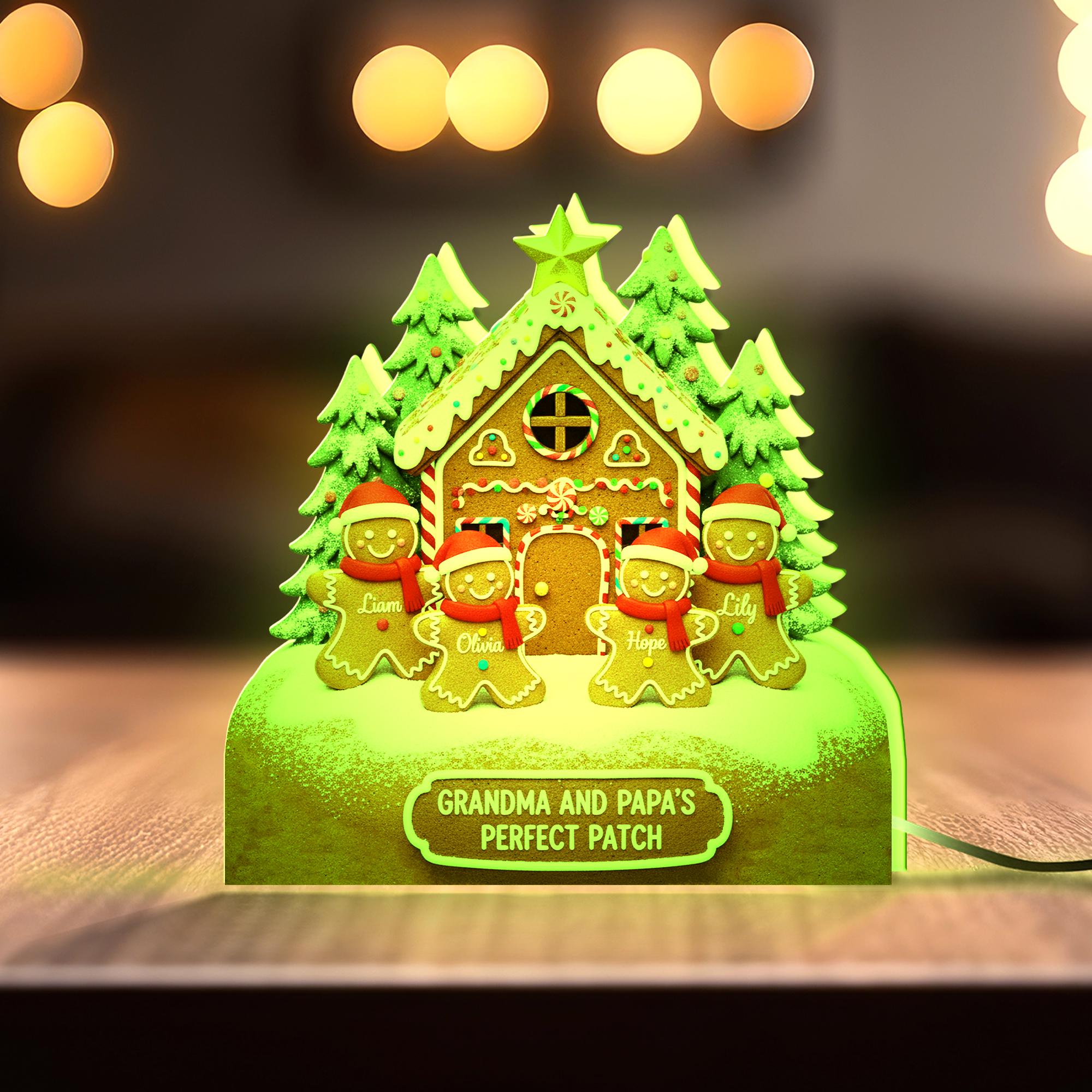 Custom Gingerbread Family LED Light Box with Grandma Grandpa: Grandma's Perfect Batch Light image 2