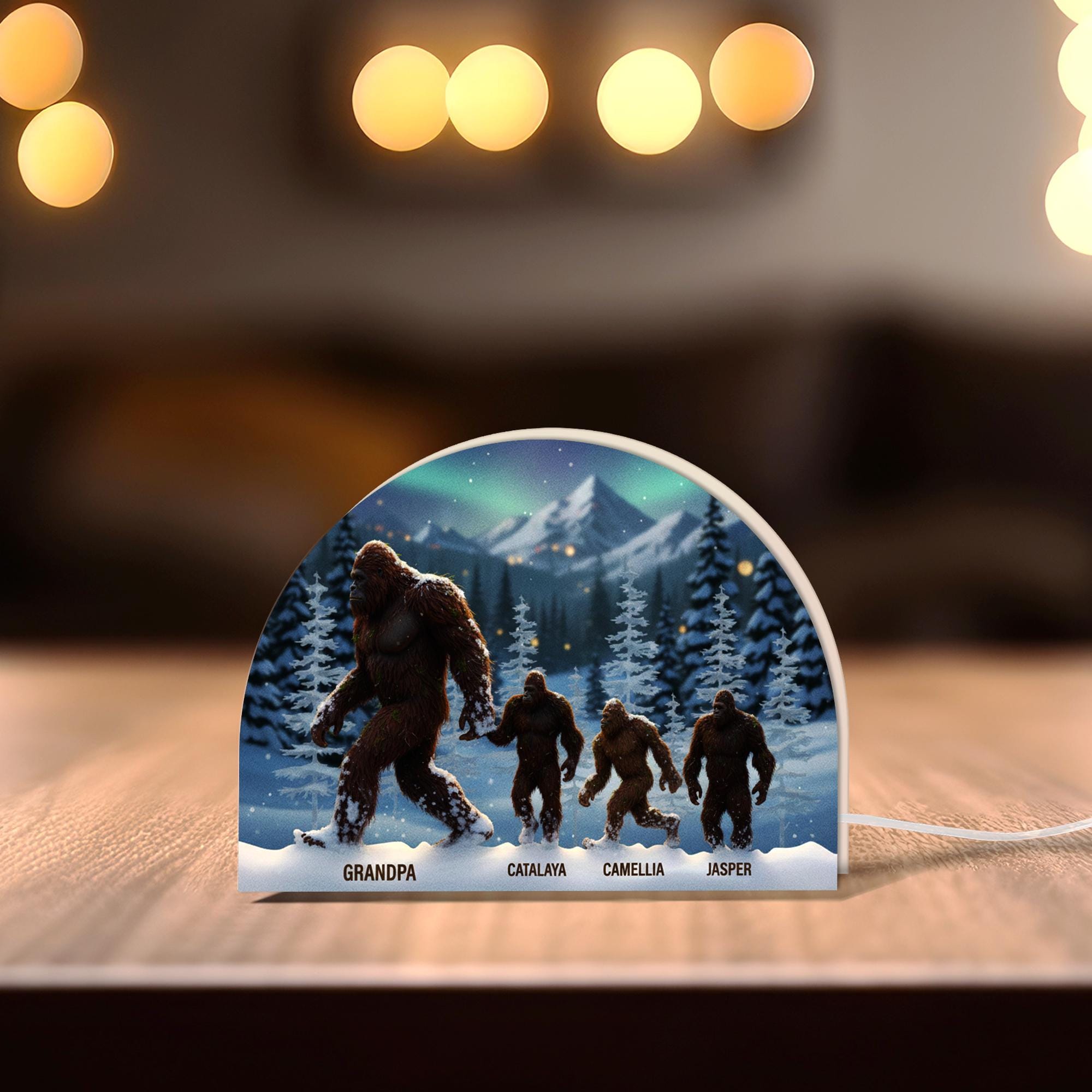 Custom Bigfoot Family Night Light Box with Forest Mountain Scene image 6