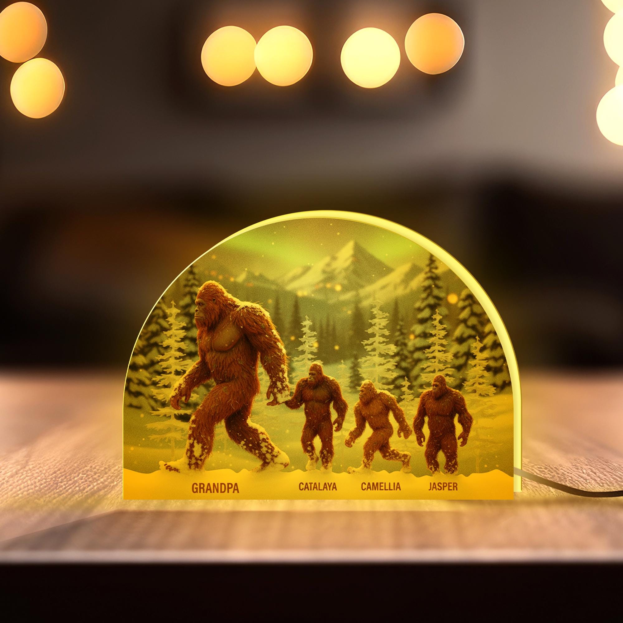 Custom Bigfoot Family Night Light Box with Forest Mountain Scene image 2