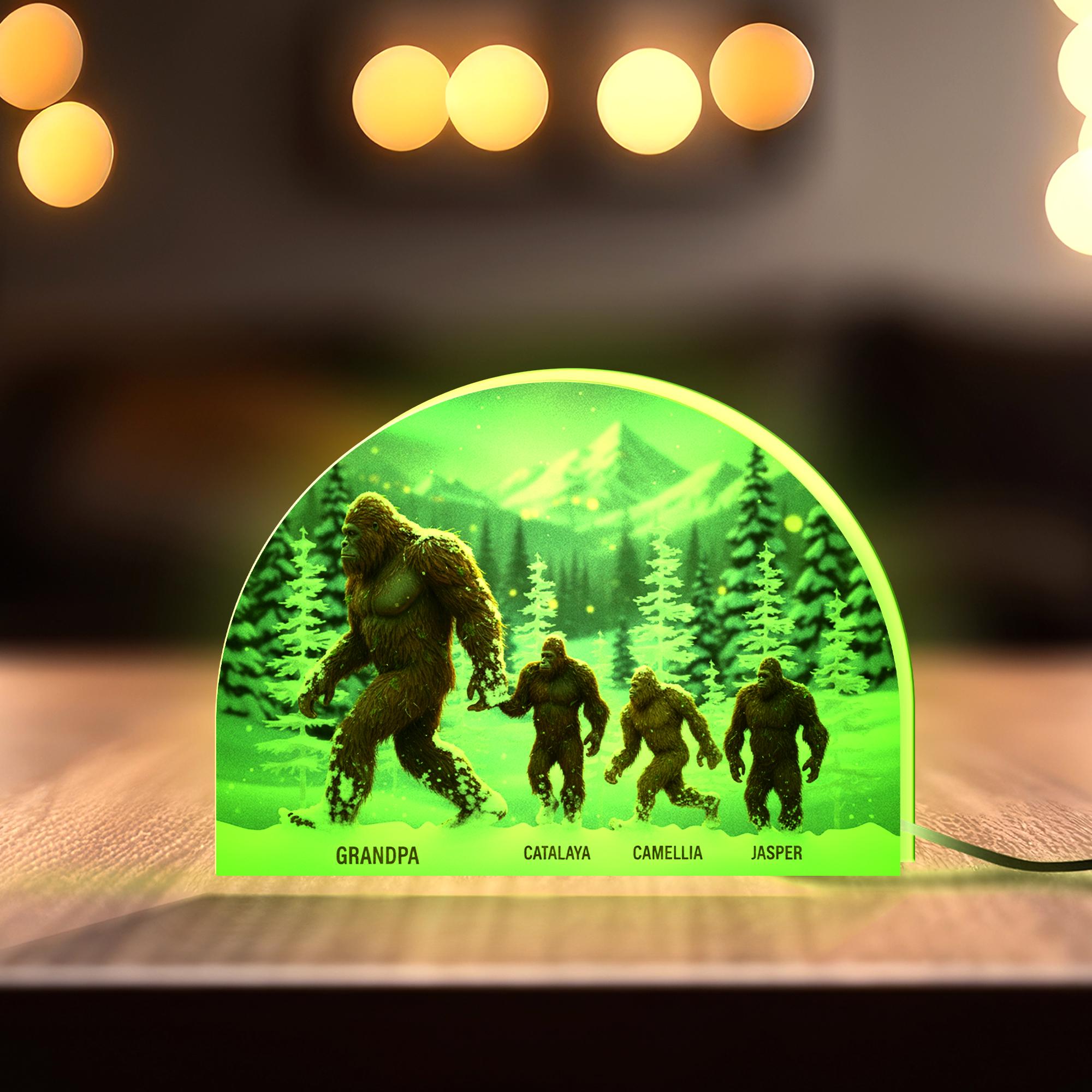 Custom Bigfoot Family Night Light Box with Forest Mountain Scene image 3