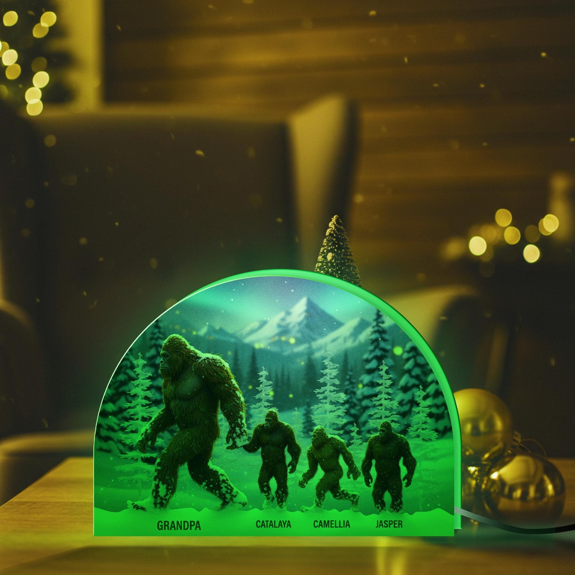 Custom Bigfoot Family Night Light Box with Forest Mountain Scene image 4