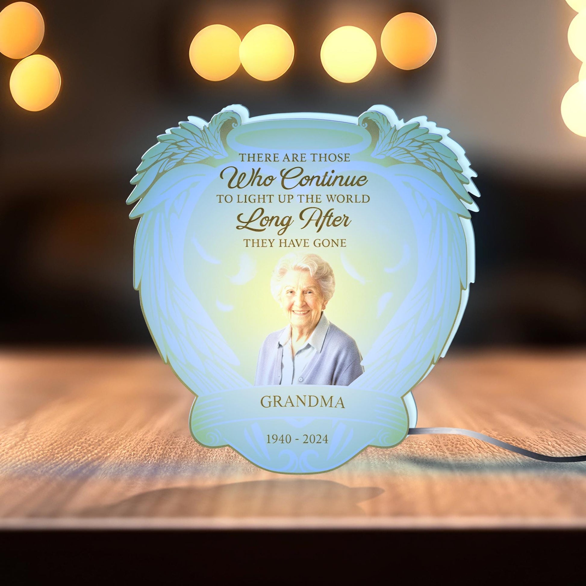 Custom Photo Memorial Night Light Box with Angel Wing Design image 3