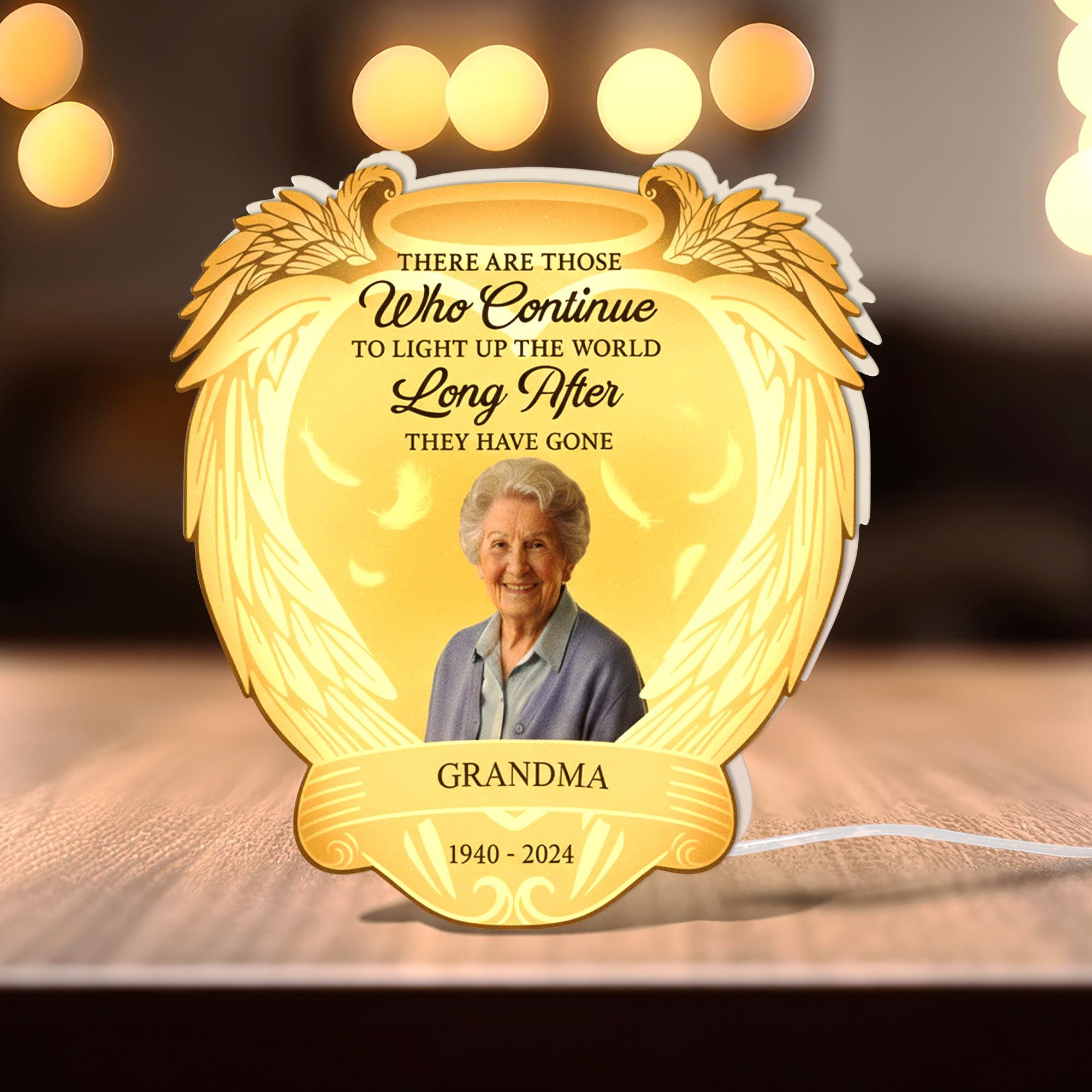 Custom Photo Memorial Night Light Box with Angel Wing Design image 1