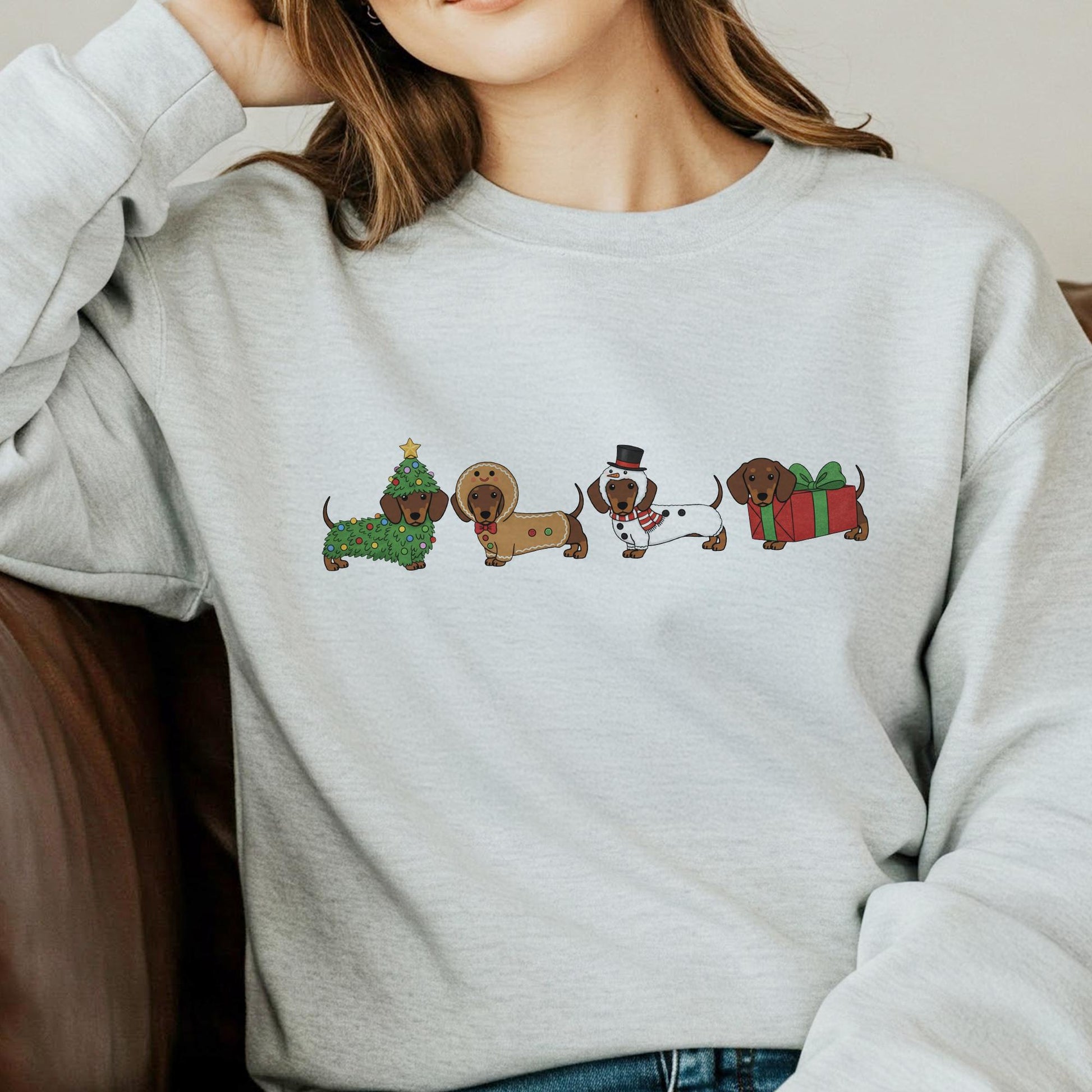 Dachshund Christmas Sweatshirt T-shirt: Cute Doxie Print Pullover