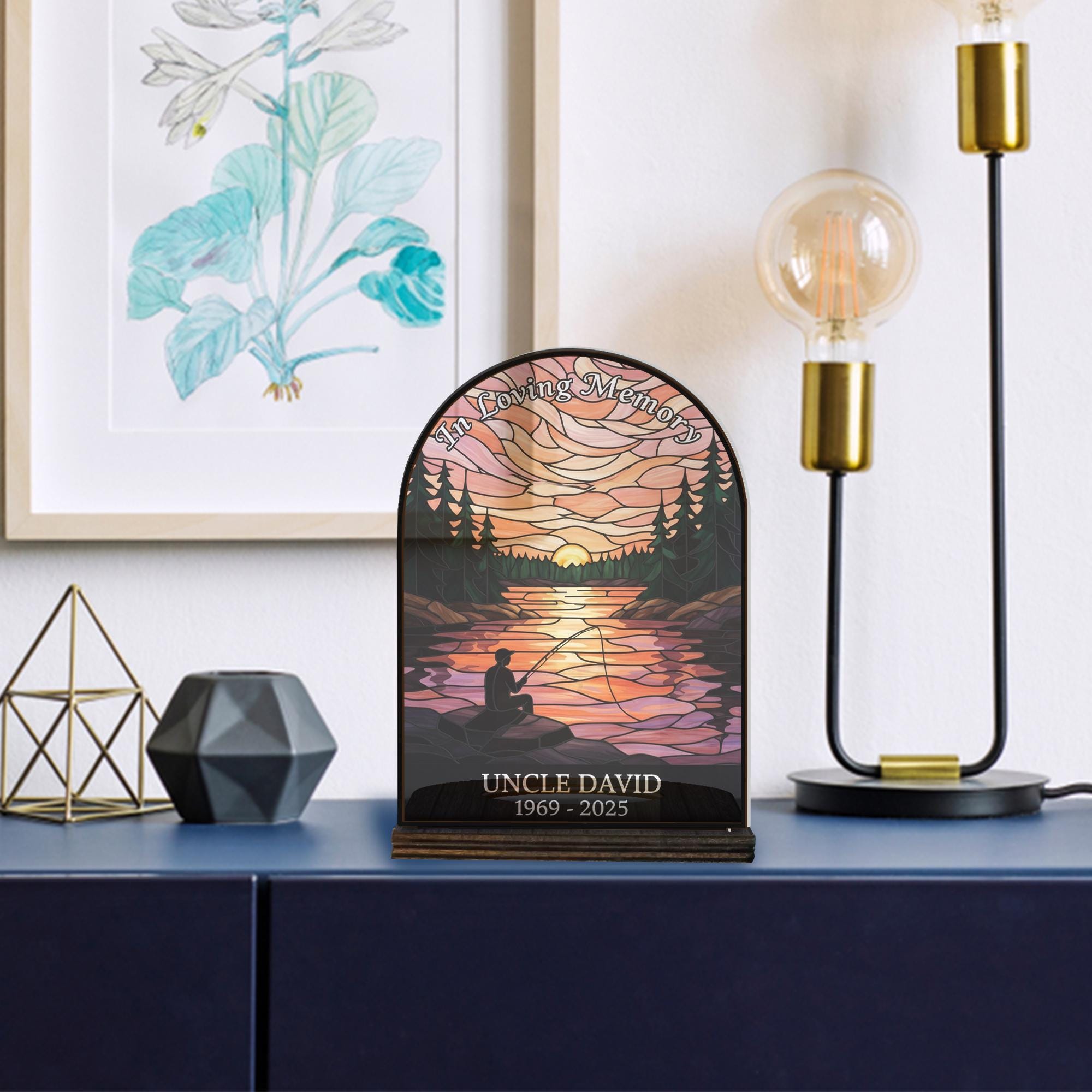 Personalized Wooden Candle Holder – Memorial Sunset Lake Design, Remembrance Home Decor image 6