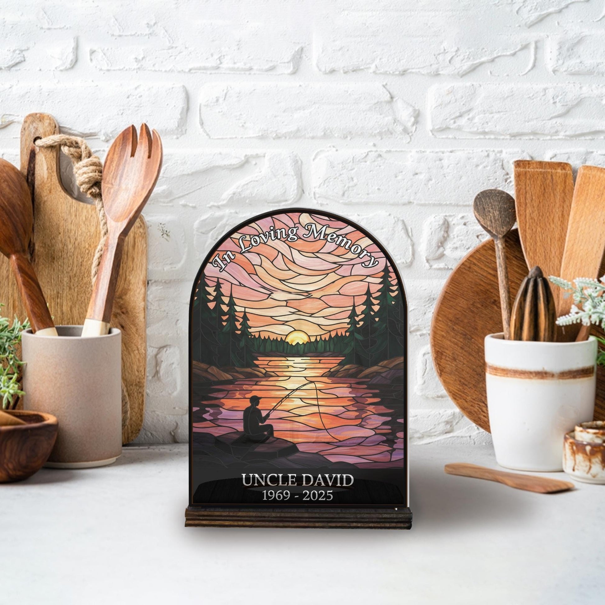 Personalized Wooden Candle Holder – Memorial Sunset Lake Design, Remembrance Home Decor image 8