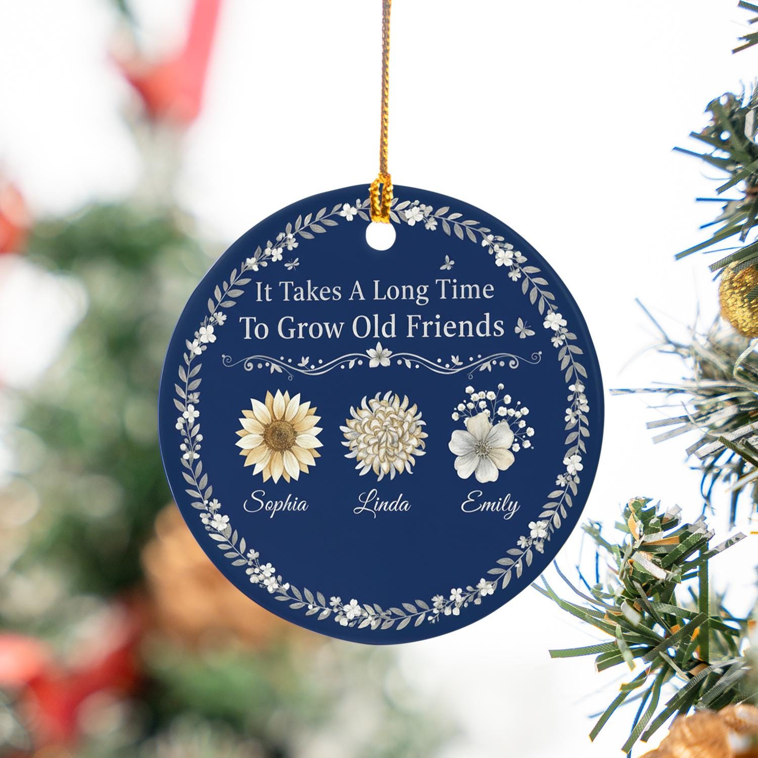 Personalized Friendship Ornament: Custom Birth Flowers, Ceramic Keepsake
