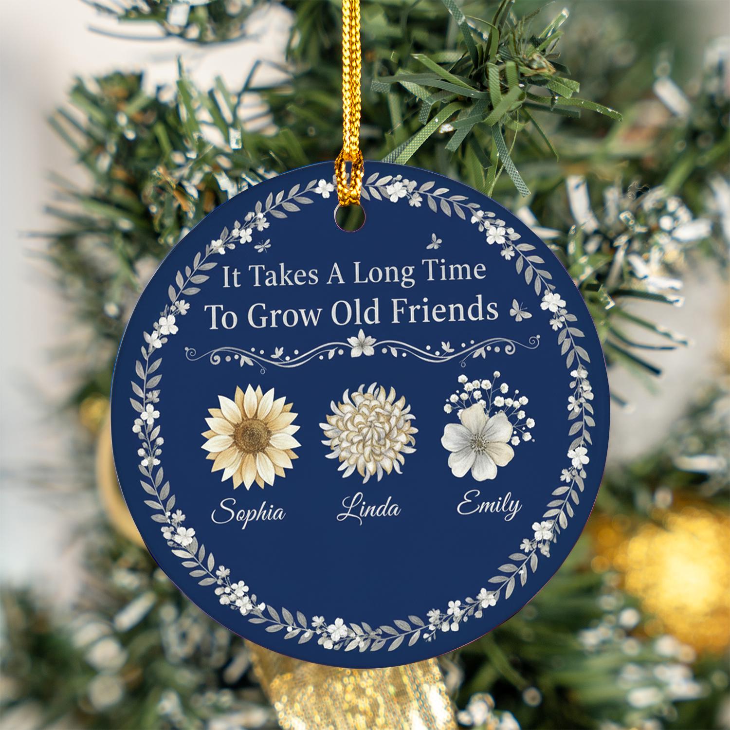 Personalized Friendship Ornament: Custom Birth Flowers, Ceramic Keepsake