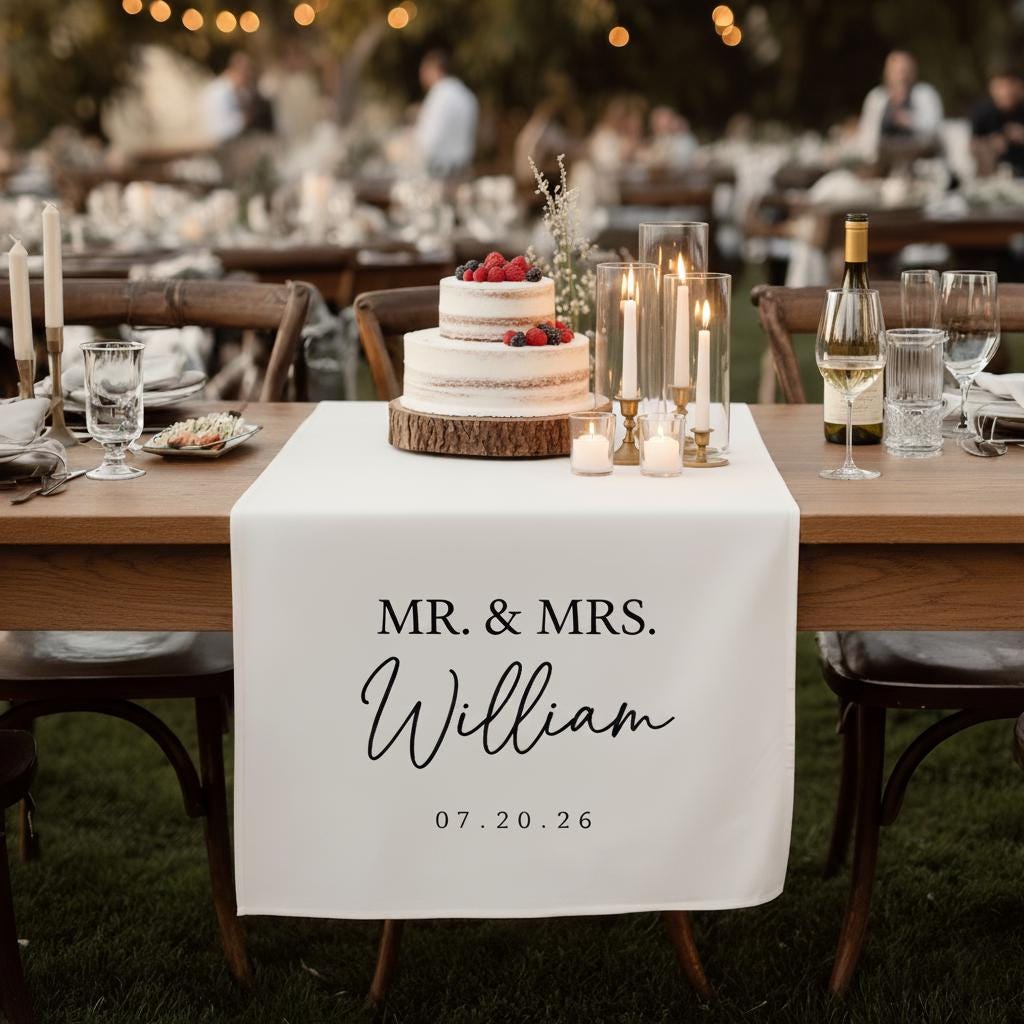 Custom Wedding Table Sign Personalized Reception Runner Head Table Decor