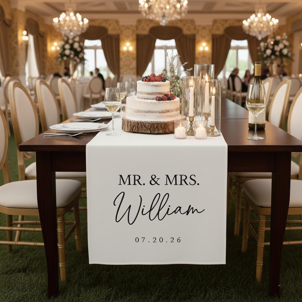 Custom Wedding Table Sign Personalized Reception Runner Head Table Decor