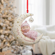 Personalized Baby's First Christmas Ornament: Sleeping Baby on Moon