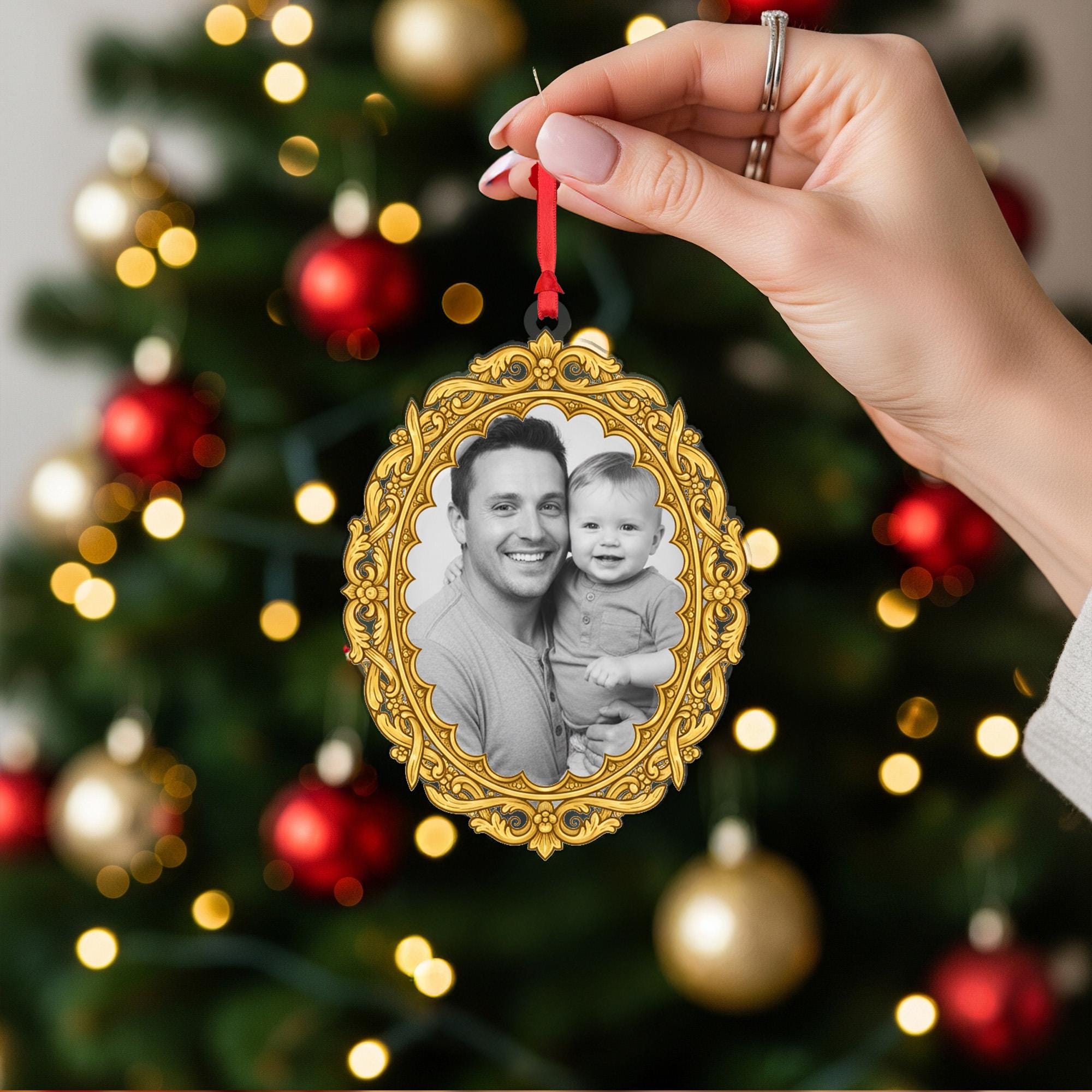 Personalized Photo Memorial Ornament: "Walk With Me Today Dad" Acrylic Keepsake