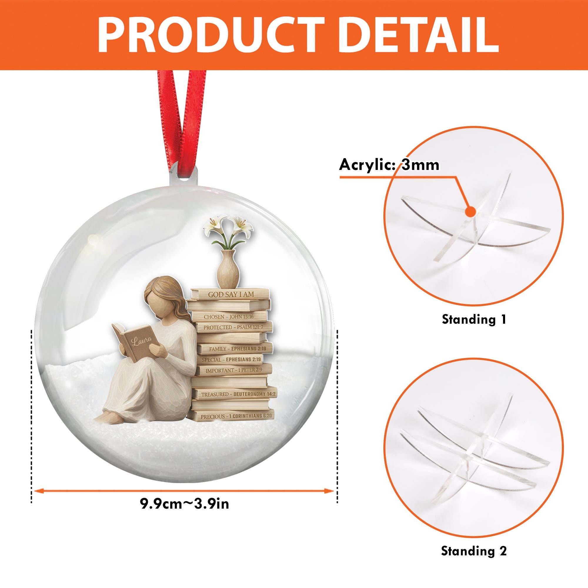 Personalized Christian Ornament – Custom Birth Month Flower Bible Verse Keepsake Gift image 5