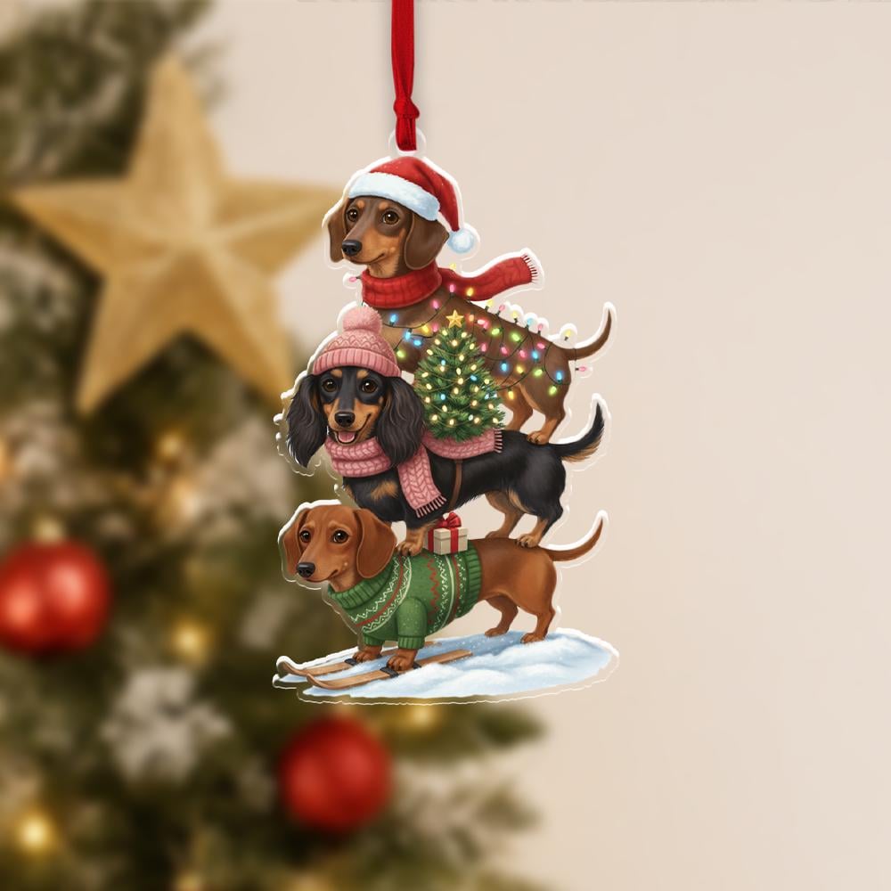 Dachshund Christmas Ornament – Wiener Dog Trio Holiday Decor image 2
