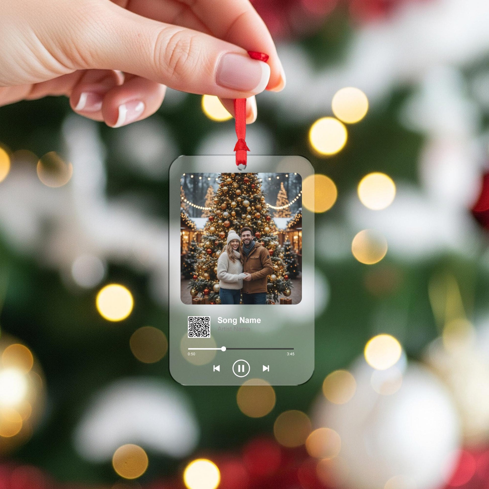 Custom Couple Music Ornament – Personalized Acrylic Keepsake with Photo & QR Code