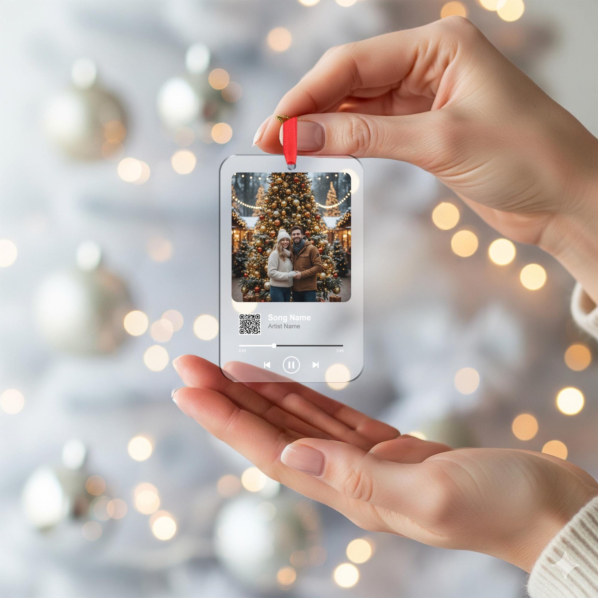Custom Couple Music Ornament – Personalized Acrylic Keepsake with Photo & QR Code
