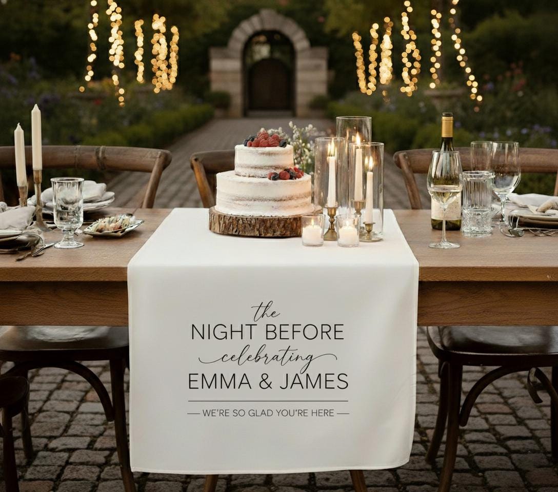 Custom Wedding Table Decor: Personalized Rehearsal Dinner Banner