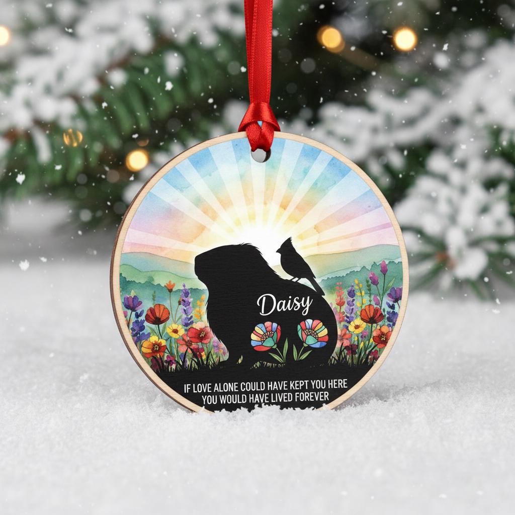 Personalized Hamster Memorial Ornament: Watercolor Wildflower Acrylic Keepsake