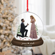 Custom Engagement Ornament – Snow Globe Keepsake with Couple’s Names & Date