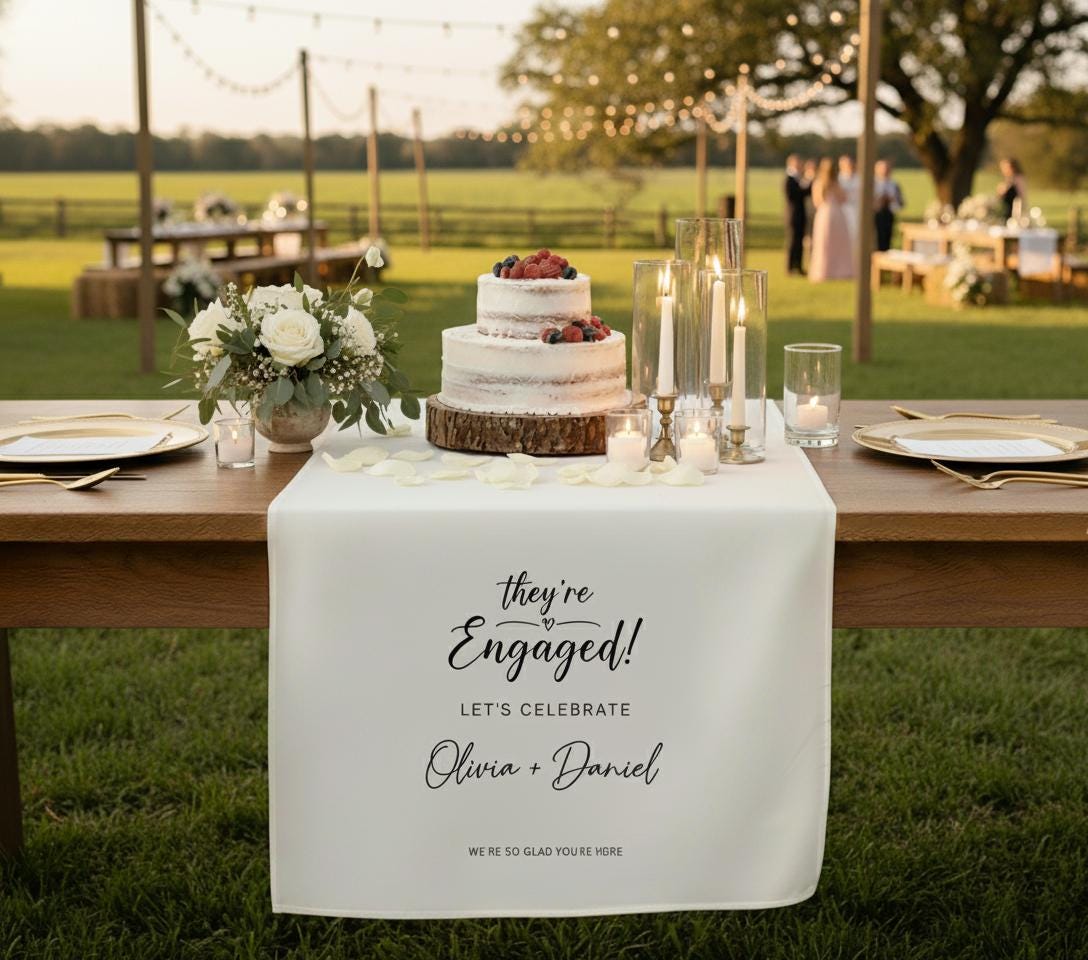 Custom Engagement Table Runner: Personalized Party Decor
