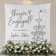 Custom Engagement Tapestry: Personalized Wall Banner Engagement Party Sign Decor